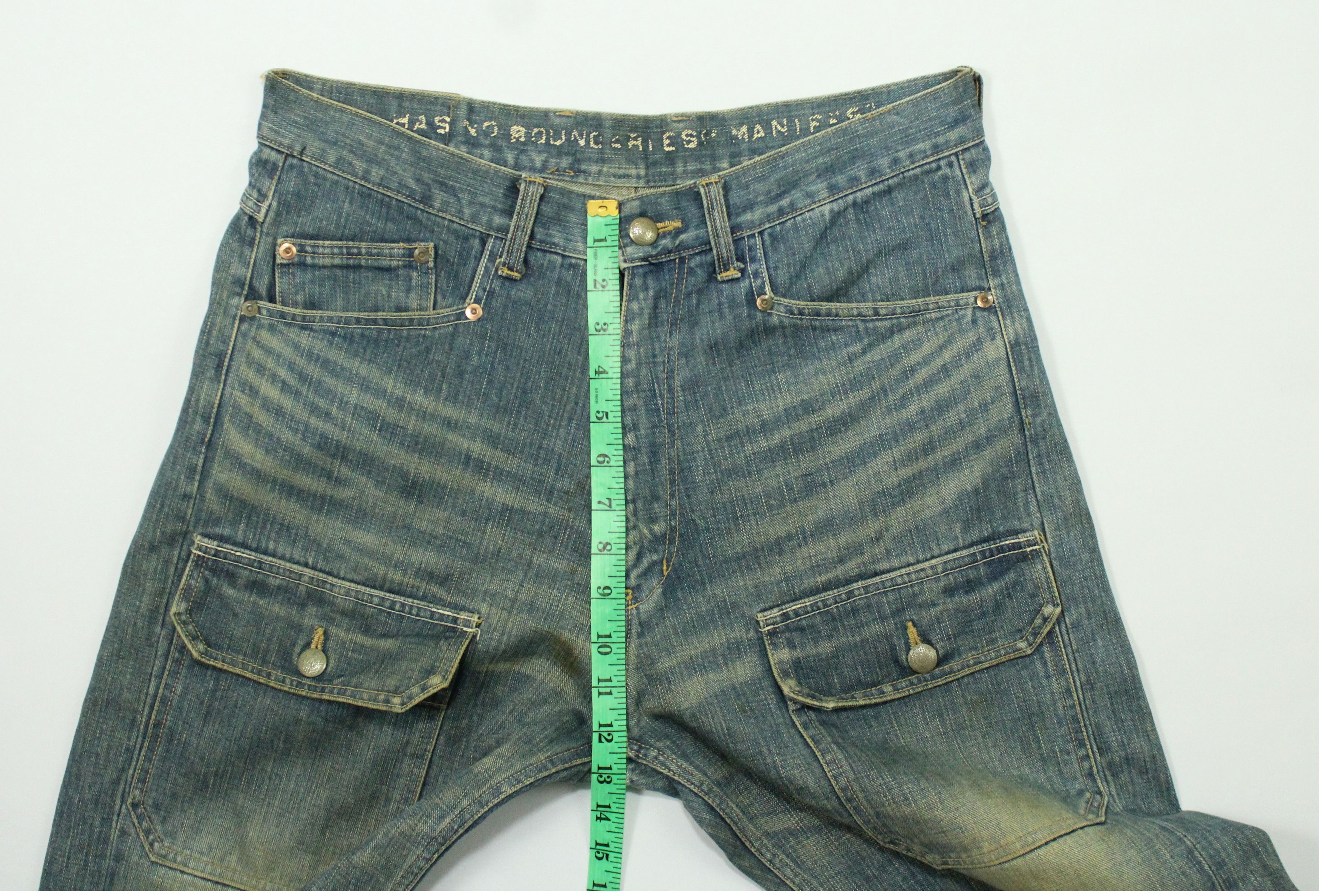 If Six Was Nine Rusty Pleated Denim Distressed Stain MANIFEST Denim Japan Size US 33 - 23 Thumbnail