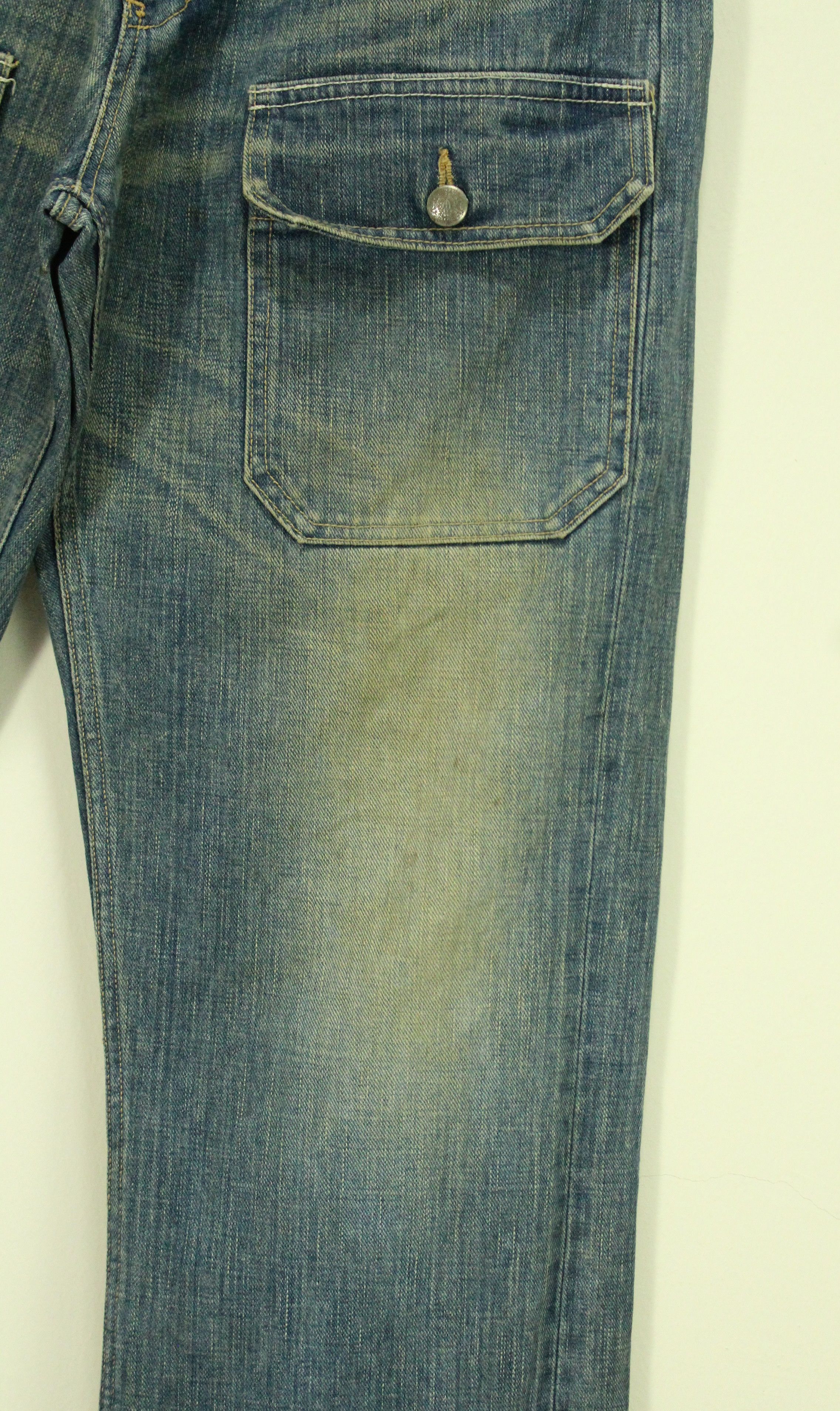 If Six Was Nine Rusty Pleated Denim Distressed Stain MANIFEST Denim Japan Size US 33 - 5 Thumbnail