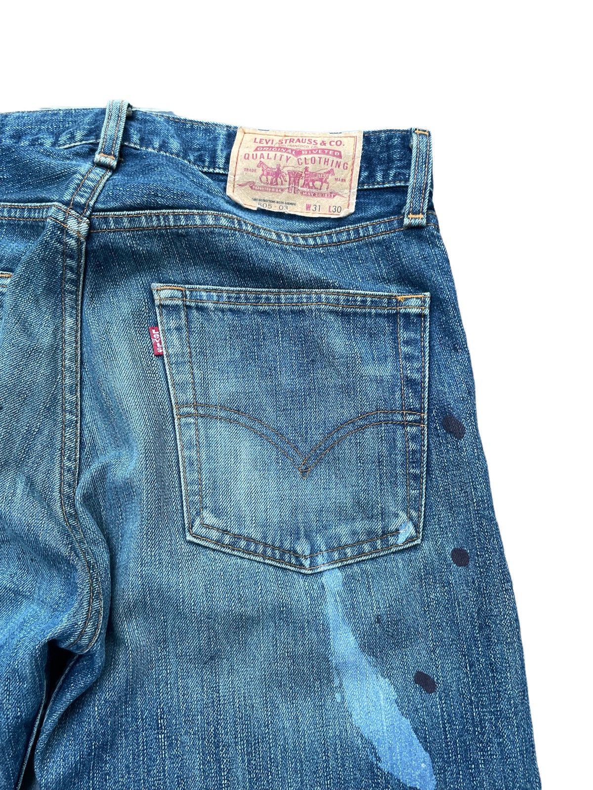 Levi's Vintage 2003 Levis 505 e Painted Denim Size US 33 - 12 Thumbnail