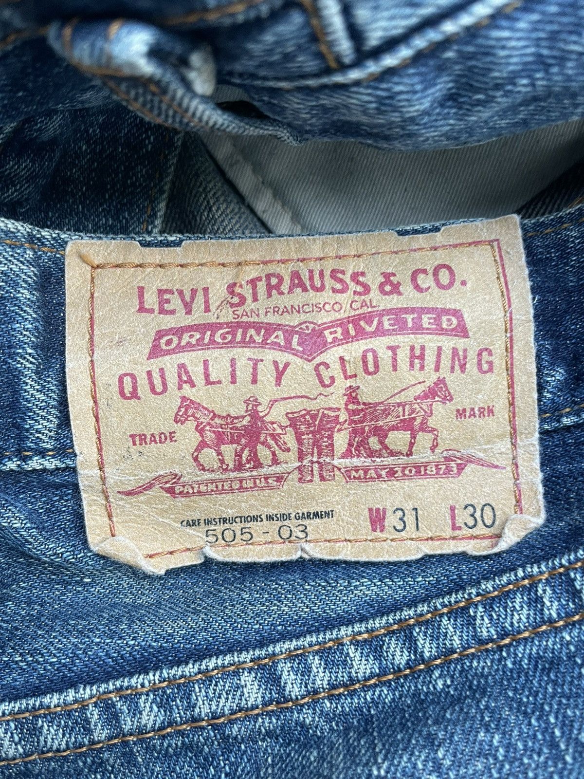 Levi's Vintage 2003 Levis 505 e Painted Denim Size US 33 - 13 Thumbnail