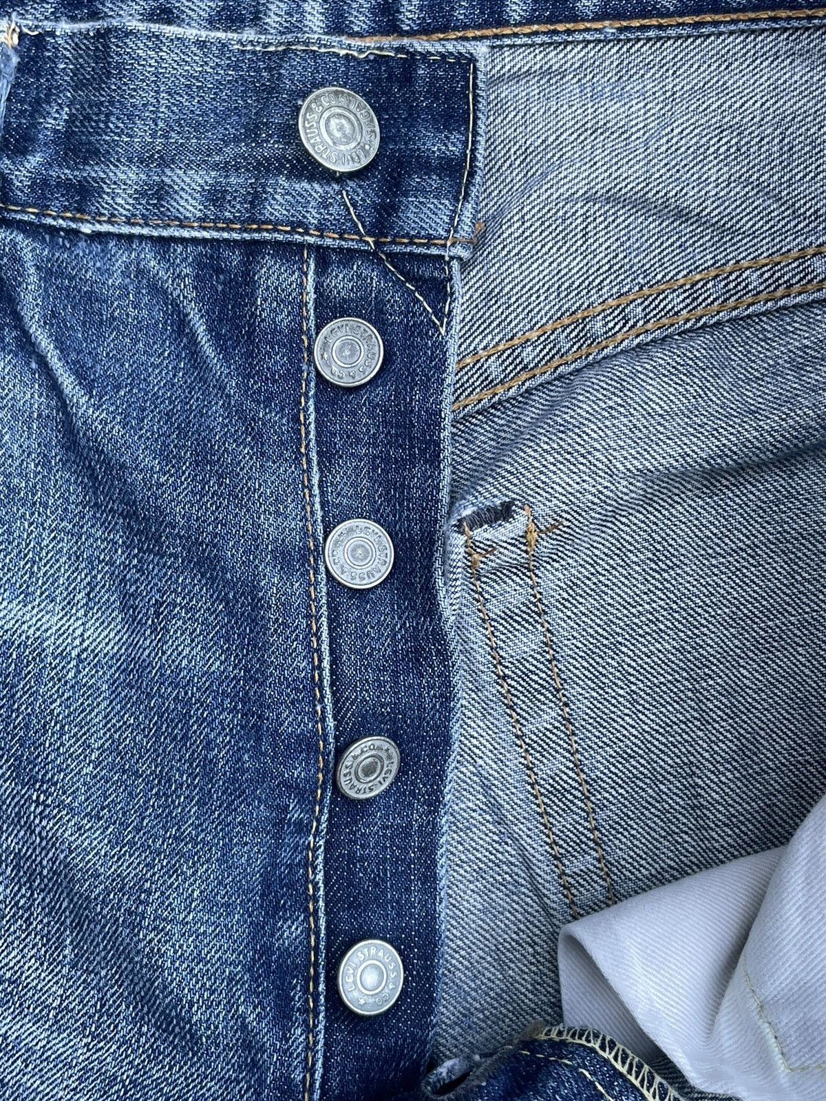 Levi's Vintage 2002 Levis 501 E 66 Model Distresed & Rework Size US 33 - 22 Thumbnail