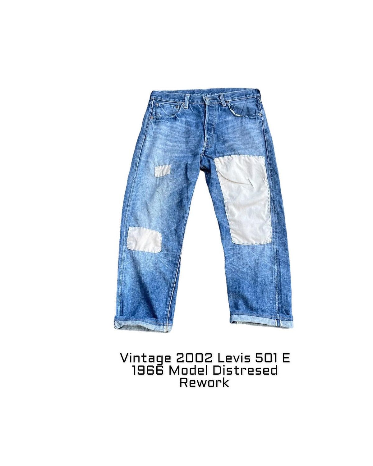 Levi's Vintage 2002 Levis 501 E 66 Model Distresed & Rework Size US 33 - 1 Thumbnail