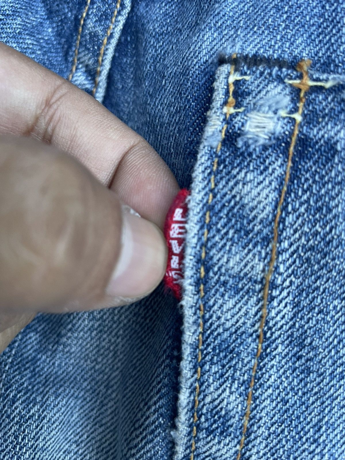 Levi's Vintage 2002 Levis 501 E 66 Model Distresed & Rework Size US 33 - 16 Thumbnail