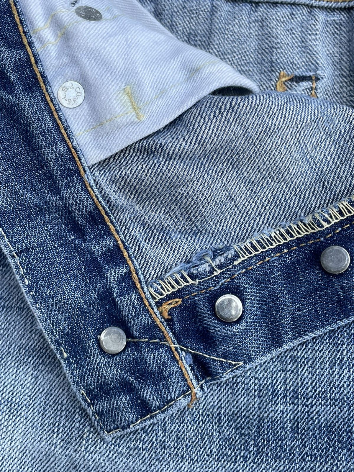 Levi's Vintage 2002 Levis 501 E 66 Model Distresed & Rework Size US 33 - 20 Thumbnail