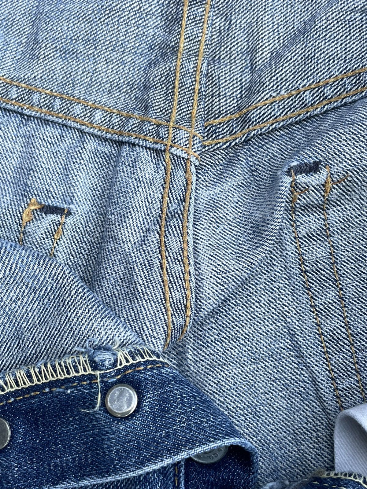 Levi's Vintage 2002 Levis 501 E 66 Model Distresed & Rework Size US 33 - 19 Thumbnail