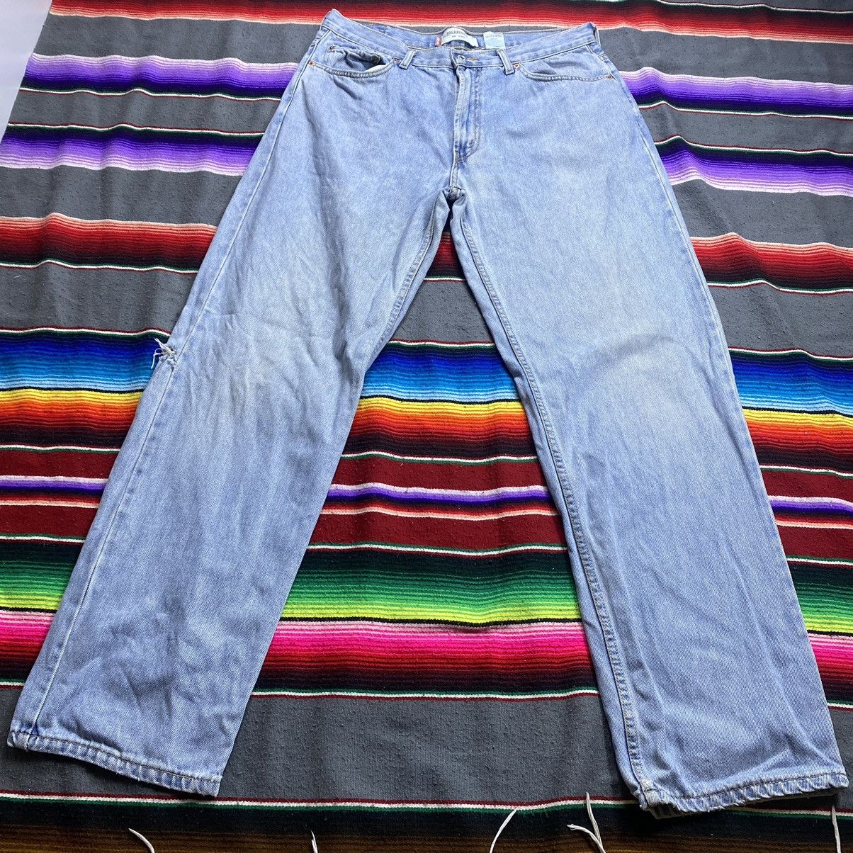 Levi's Vintage Levi’s 550 Washed Blue Distressed Denim Size US 37 - 3 Thumbnail