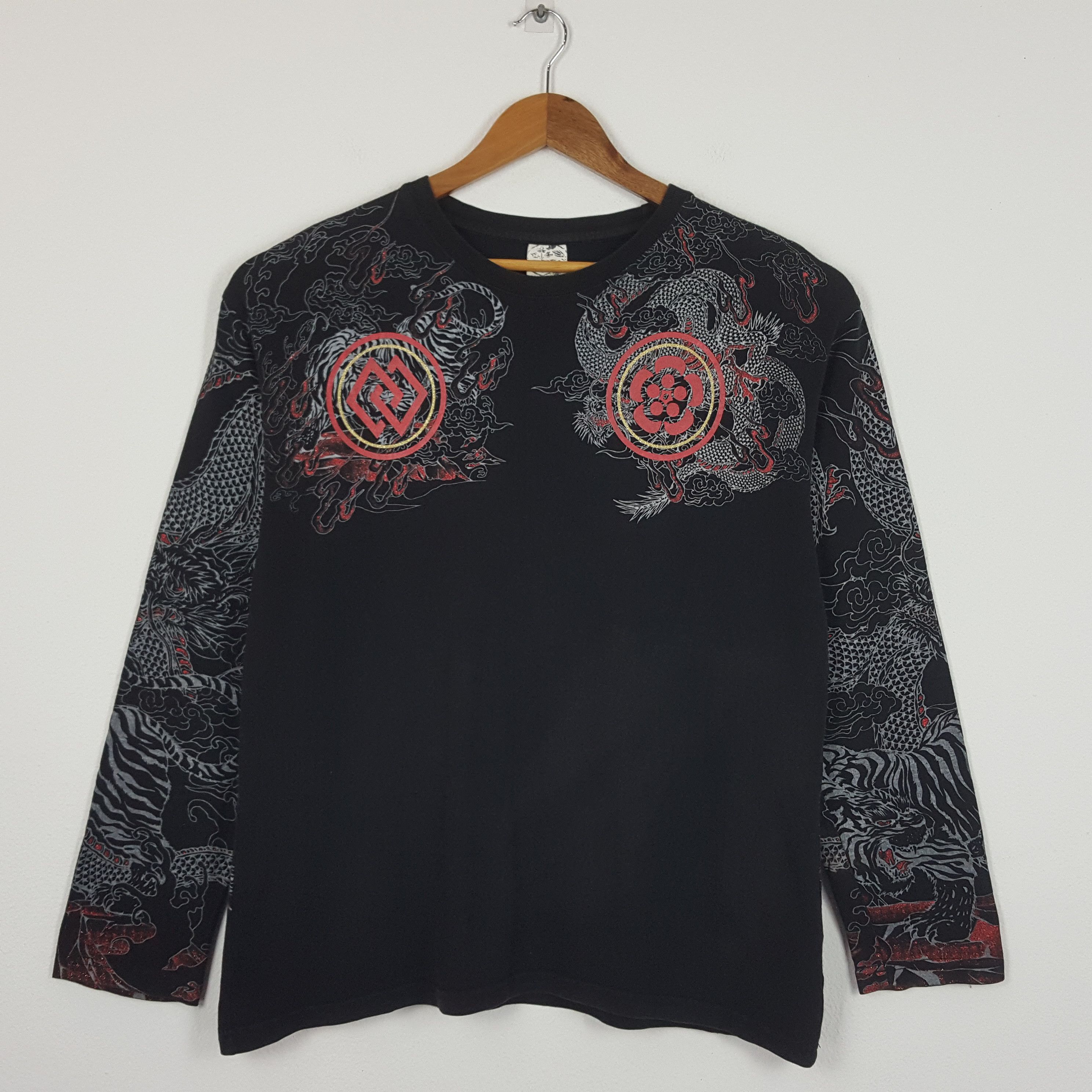 Japanese Brand × Vintage Vintage Japanese Brand Full Print Dragon Tiger Design Tees Size US L / EU 52-54 / 3 - 5 Thumbnail
