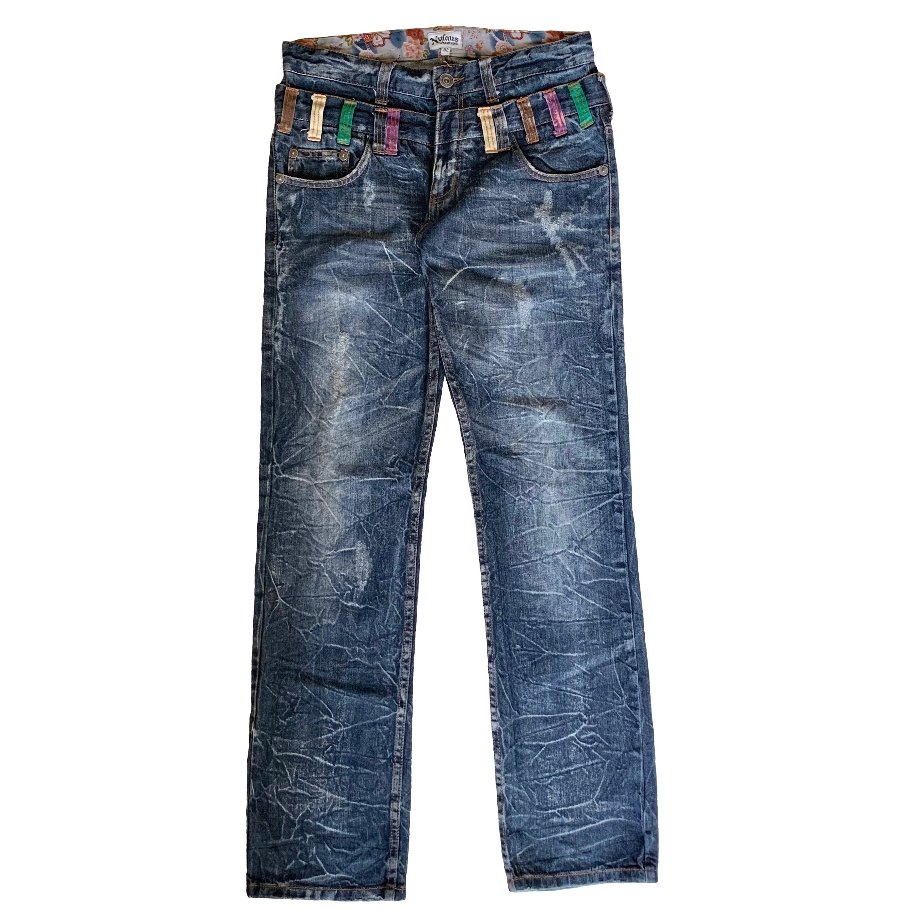 image of Seditionaries Nylaus Clothing Double Waist Denim in Blue Wash, Men's (Size 31)