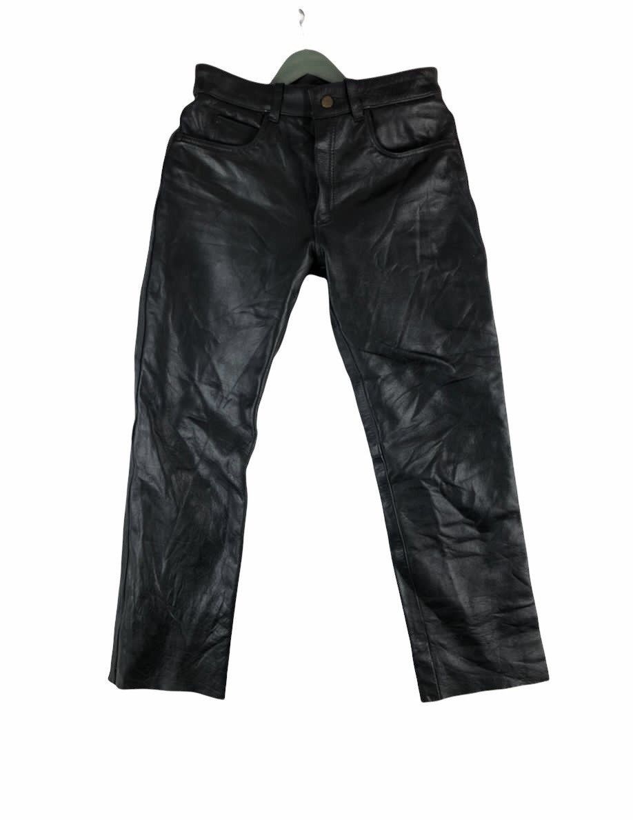 Genuine Leather × Japanese Brand Vtg 90s STRAIGHT leather pant bikers rockers rockabilly Size US 32 / EU 48 - 1 Thumbnail