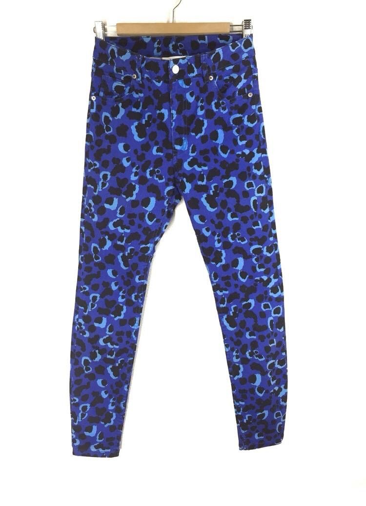 Japanese Brand Monki Blue Leopard Printed Skinny Pants Size US 28 / EU 44 - 1 Thumbnail