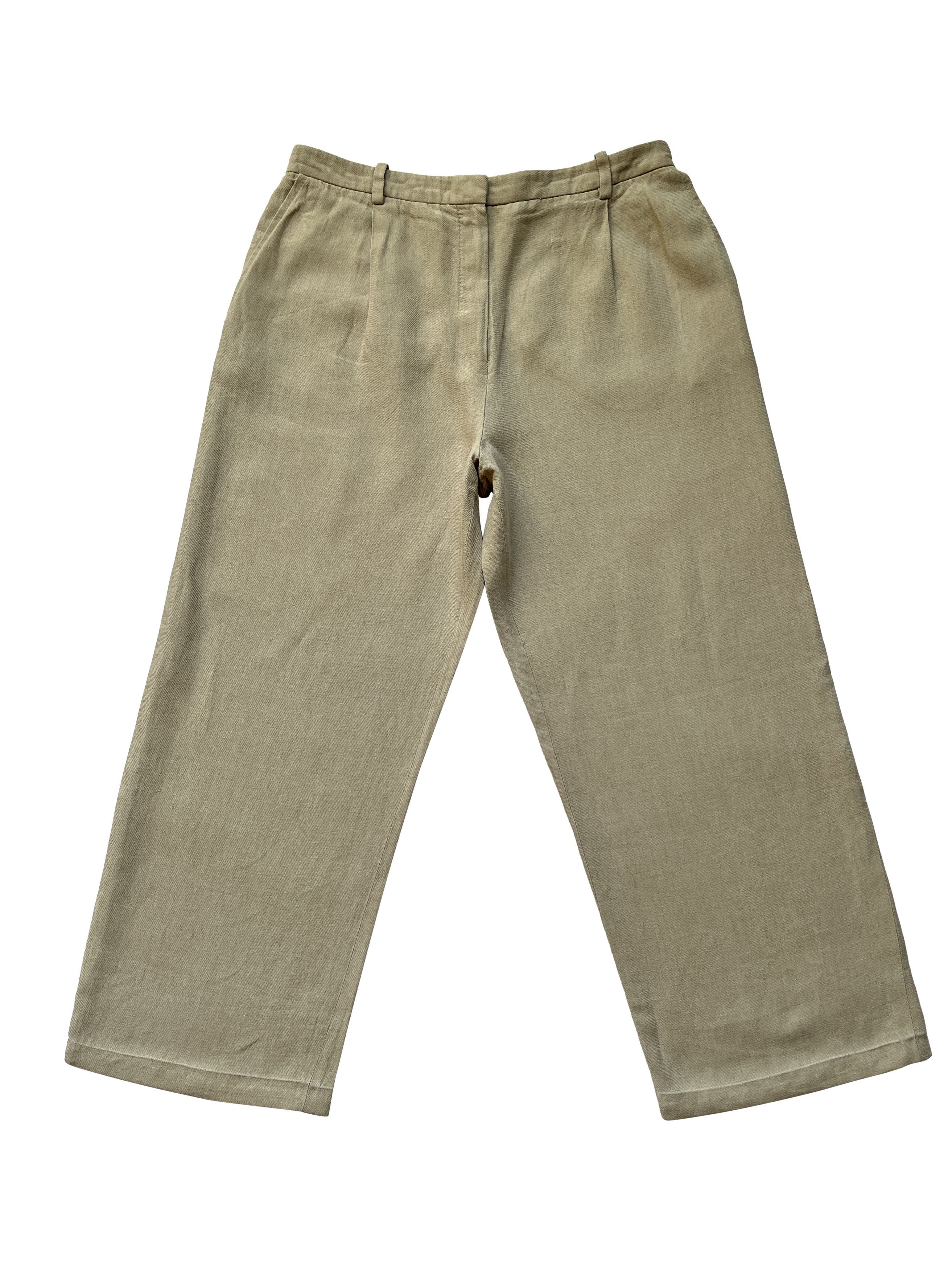 image of hermes By Margiela Beige Linen Wide Pants, Men's (Size 30)