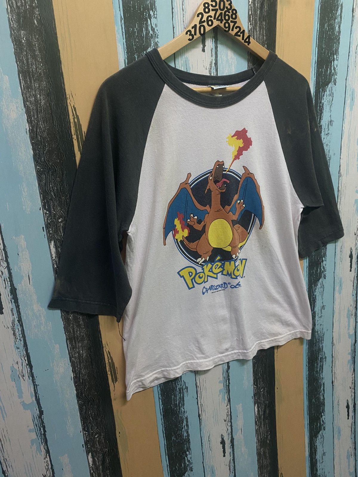 Pokemon × Vintage Vintage Pokemon Charizard 1999 Nintendo 3 Quater Tee Size US M / EU 48-50 / 2 - 2 Thumbnail