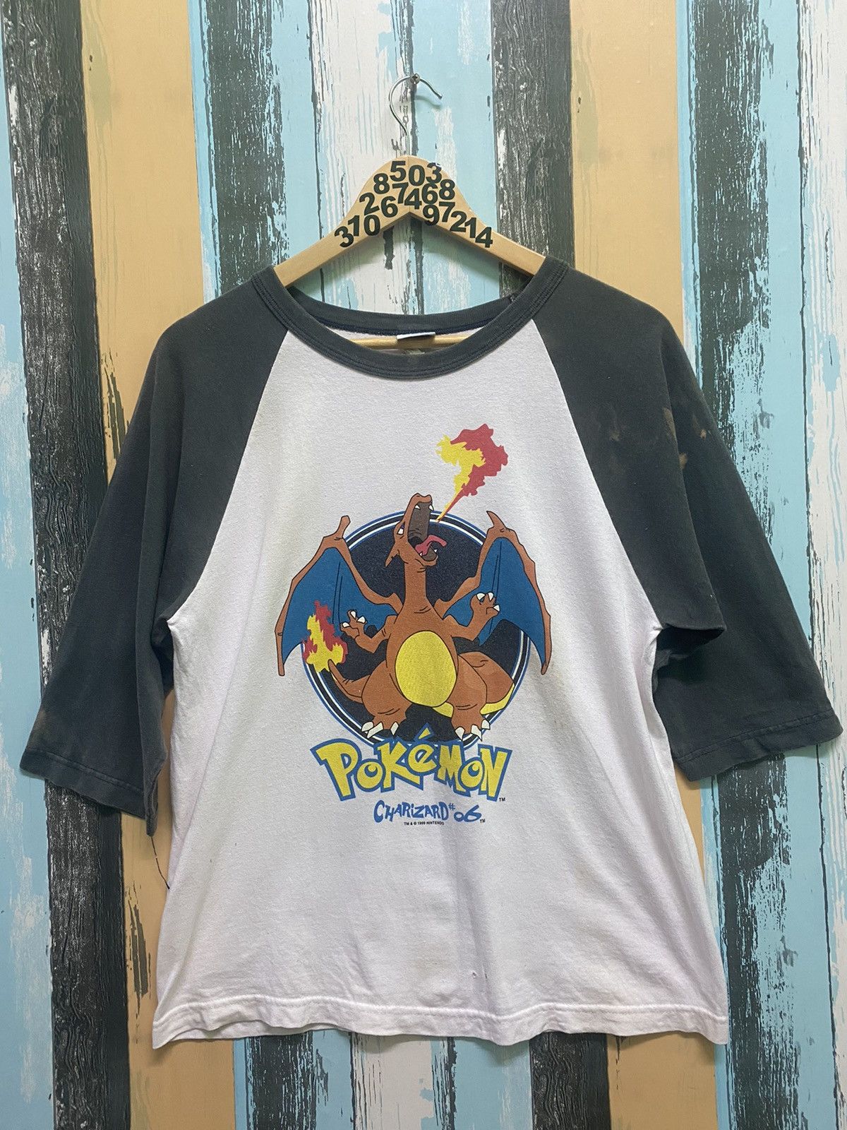 Pokemon × Vintage Vintage Pokemon Charizard 1999 Nintendo 3 Quater Tee Size US M / EU 48-50 / 2 - 1 Thumbnail