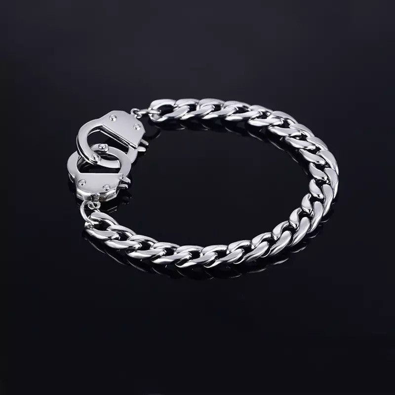 Jewelry Stainless Steel Handcuffs Bracelet Size ONE SIZE - 1 Thumbnail