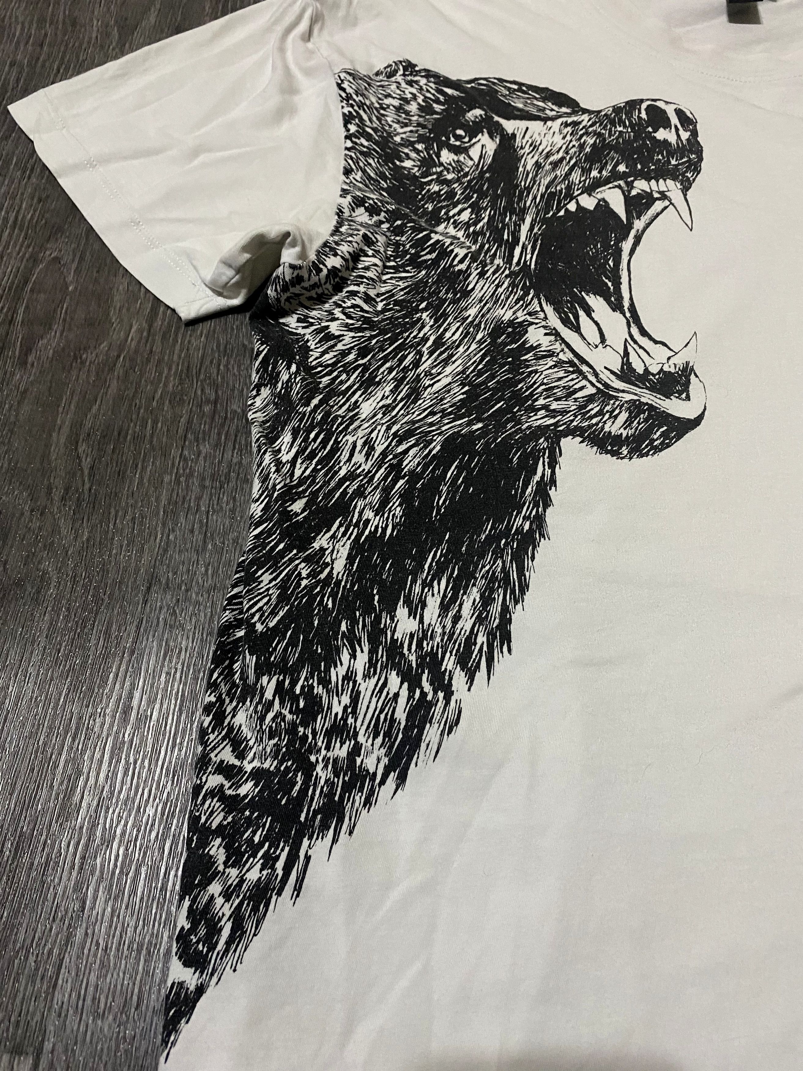 Alexander McQueen 2014 Mcqueen MCQ White Roaring Bear Vintage T-shirt Big Logo Size US L / EU 52-54 / 3 - 8 Thumbnail