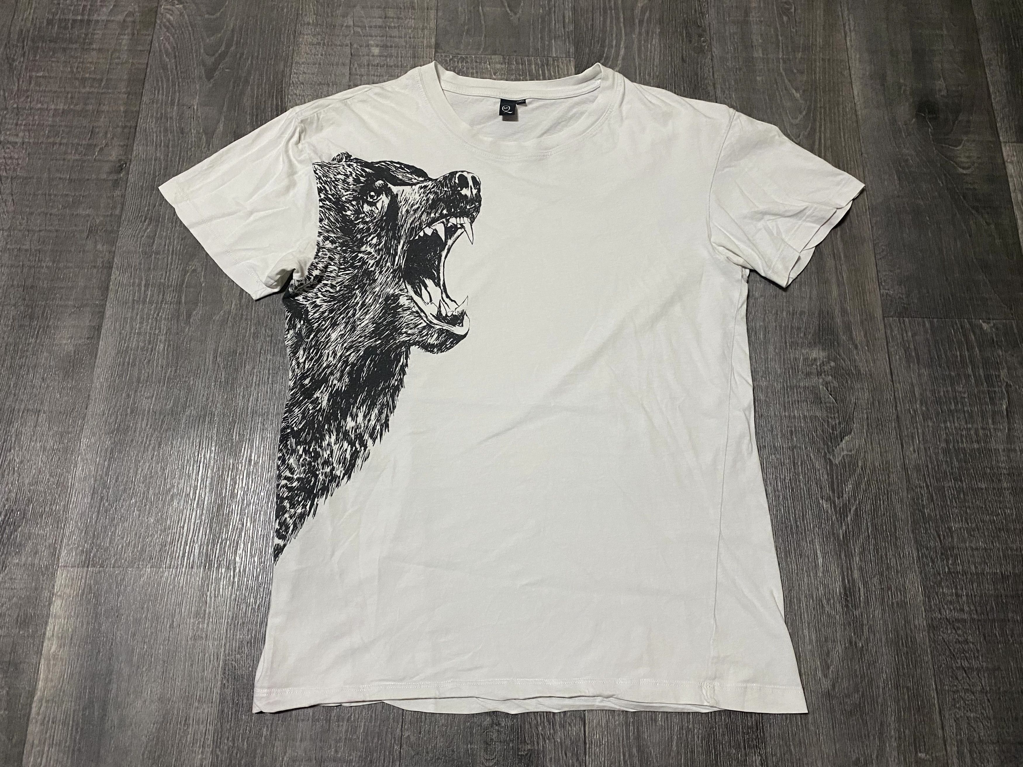Alexander McQueen 2014 Mcqueen MCQ White Roaring Bear Vintage T-shirt Big Logo Size US L / EU 52-54 / 3 - 7 Thumbnail