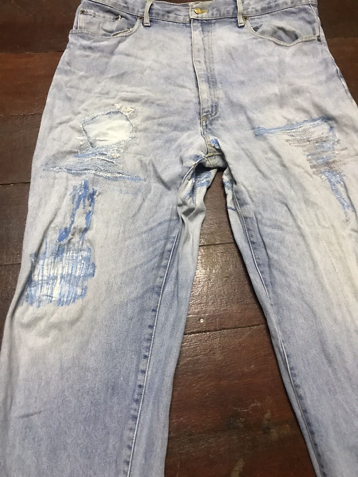 The Unbranded Brand Distressed denim jeans zigzag by big run Size US 38 / EU 54 - 5 Thumbnail