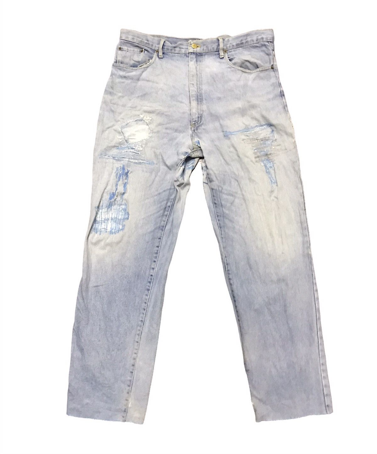 The Unbranded Brand Distressed denim jeans zigzag by big run Size US 38 / EU 54 - 2 Thumbnail