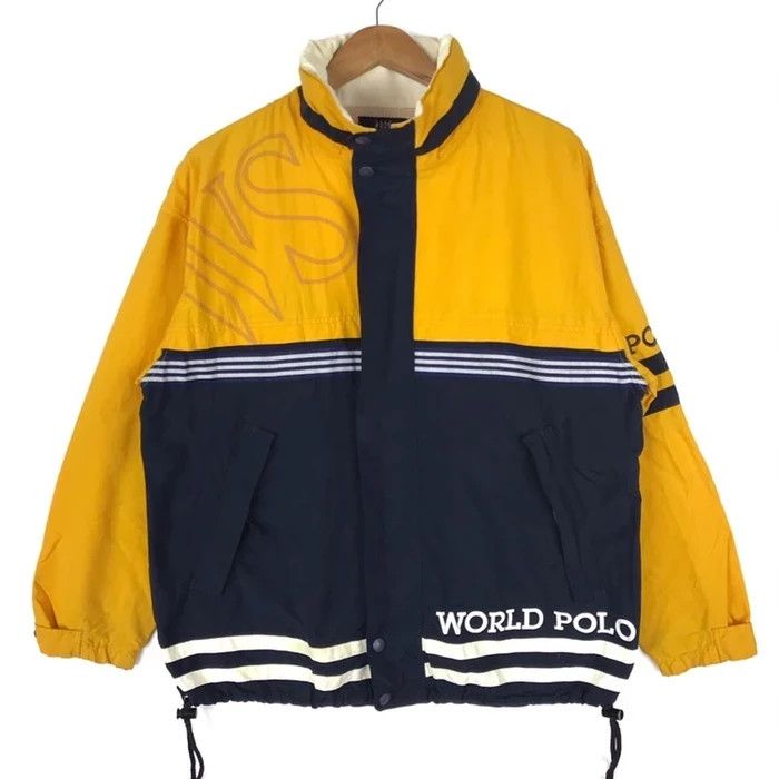 Vintage Vintage WORLD POLO SPORTS Yellow Jacket Windbreaker Size US L / EU 52-54 / 3 - 1 Thumbnail