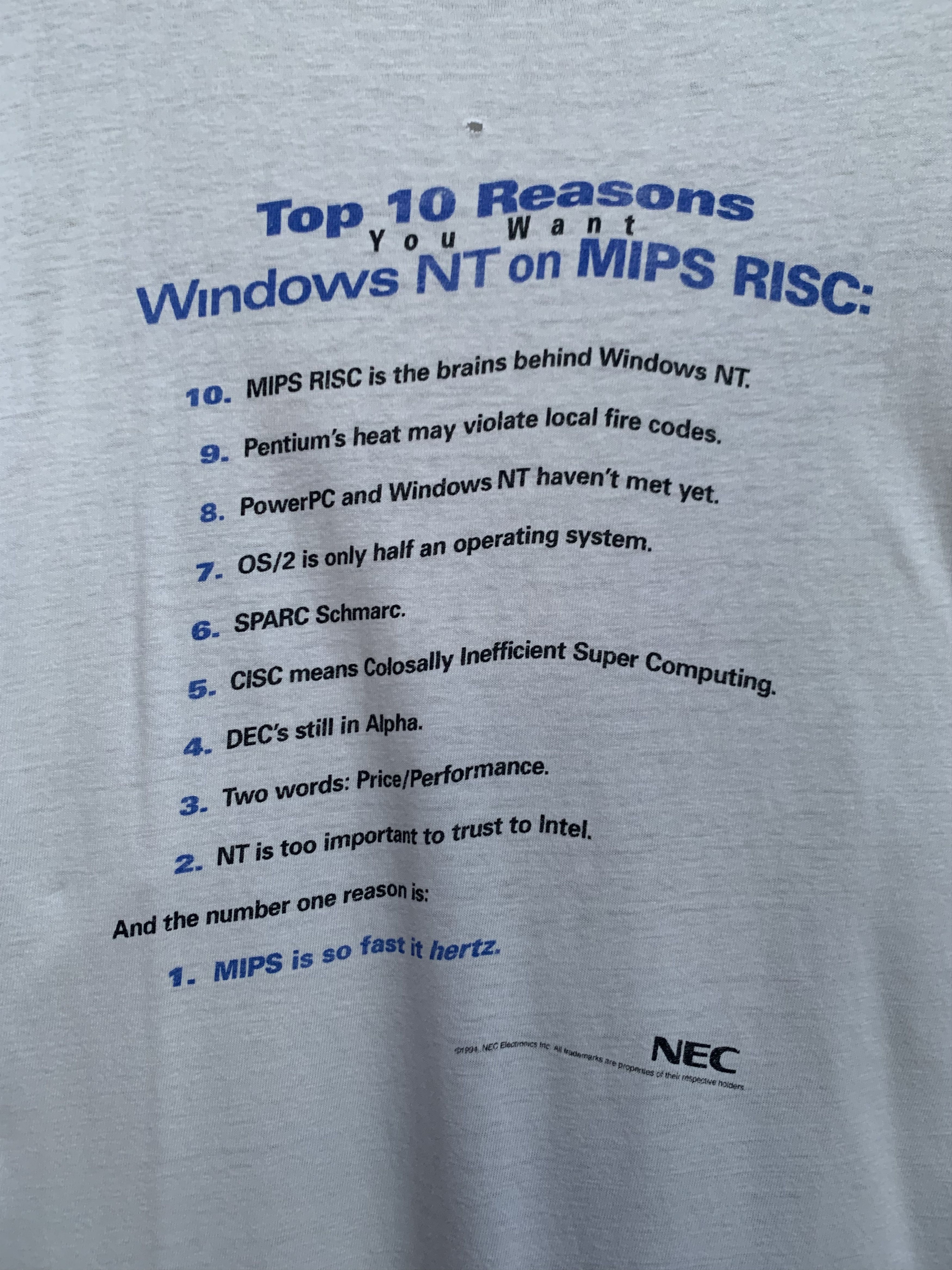 Microsoft Vintage 90s Microsoft Windows NT NEC MIPS Computer Tee Size US L / EU 52-54 / 3 - 3 Thumbnail
