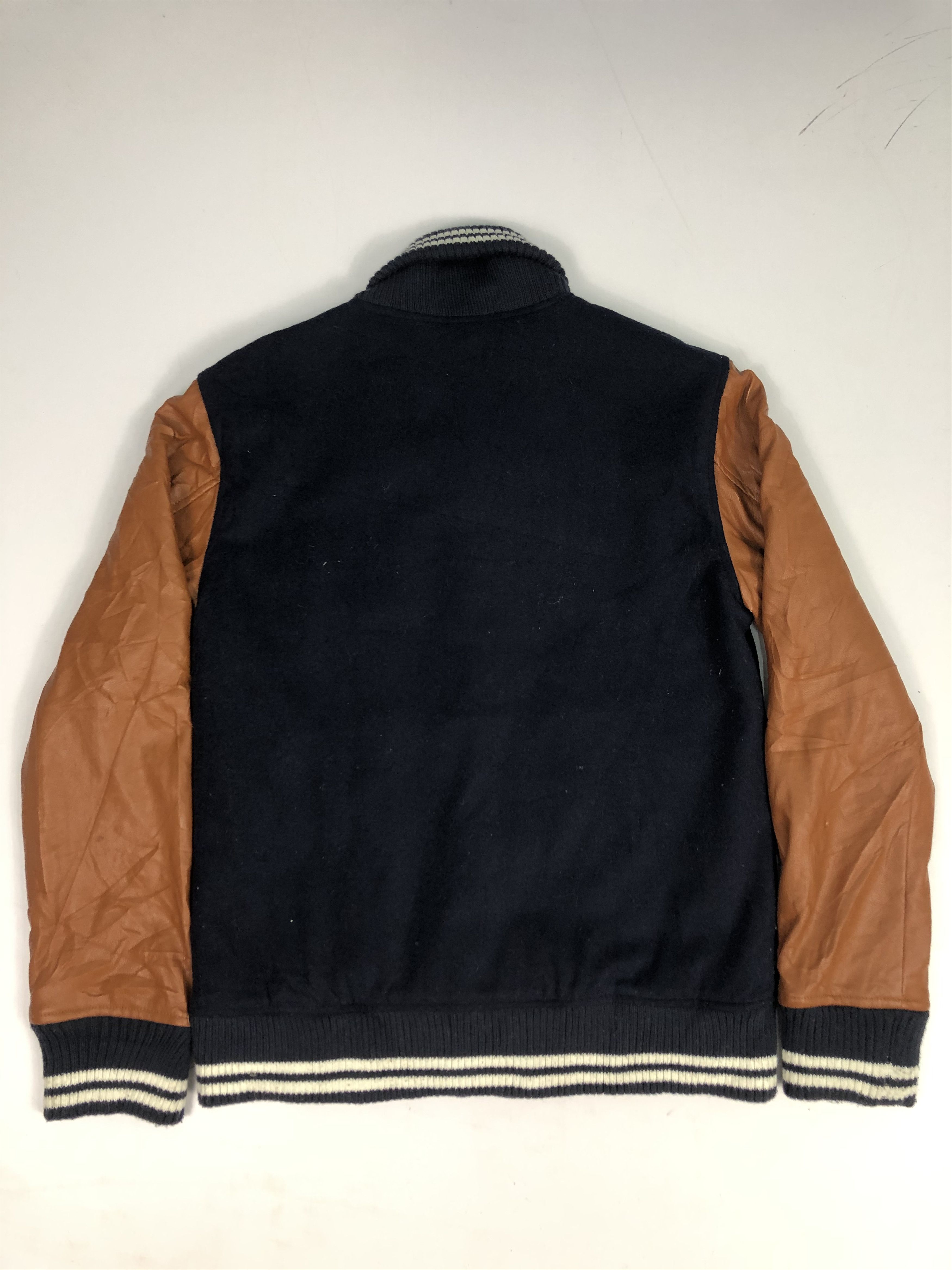 Japanese Brand Vintage Varsity Jacket Leather Sleeve Up Smile V0042 Size US M / EU 48-50 / 2 - 2 Thumbnail