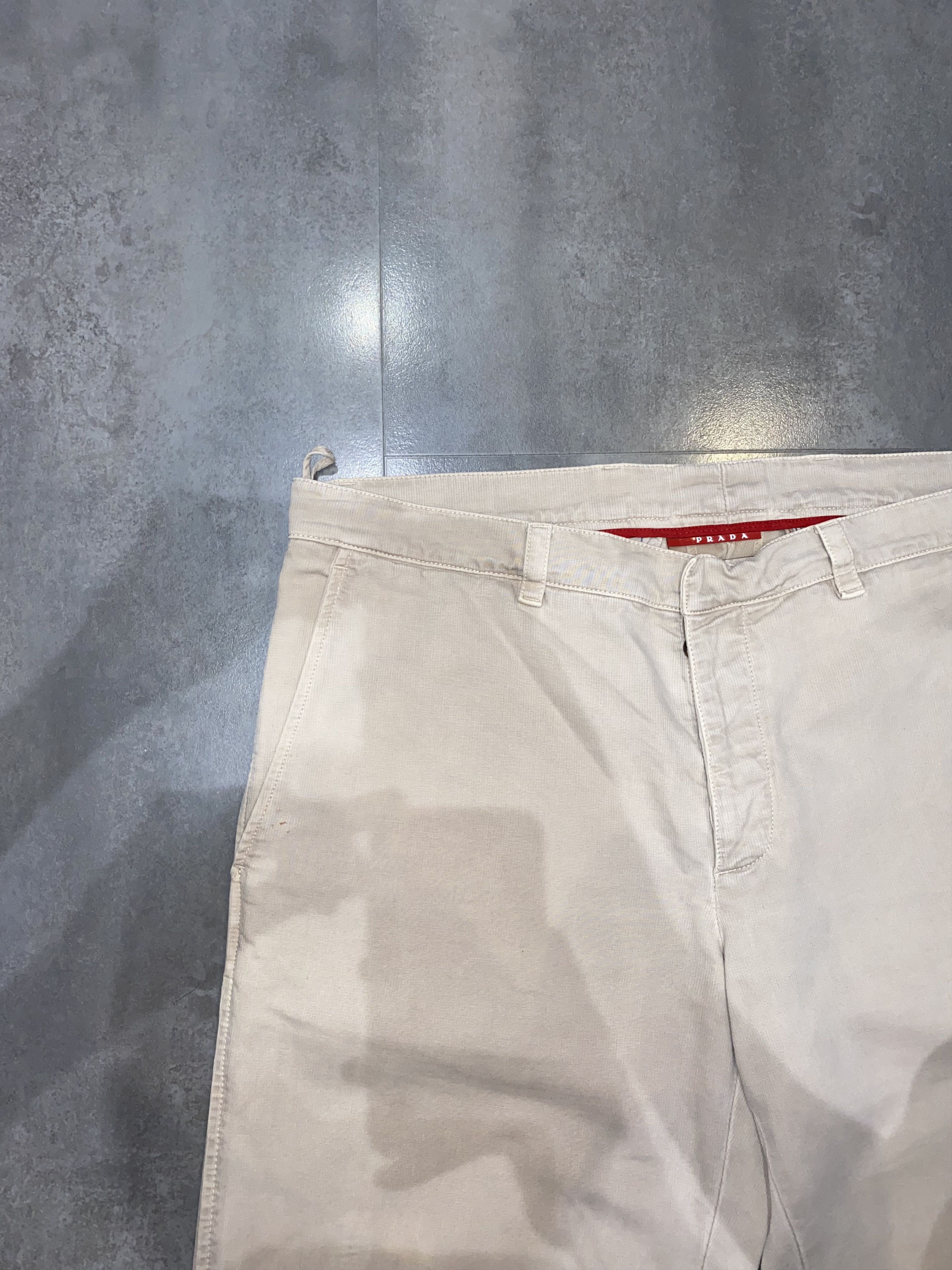 Prada AW06 Prada Brown Tab Logo Curduroy Cream Pants Size US 36 / EU 52 - 10 Thumbnail