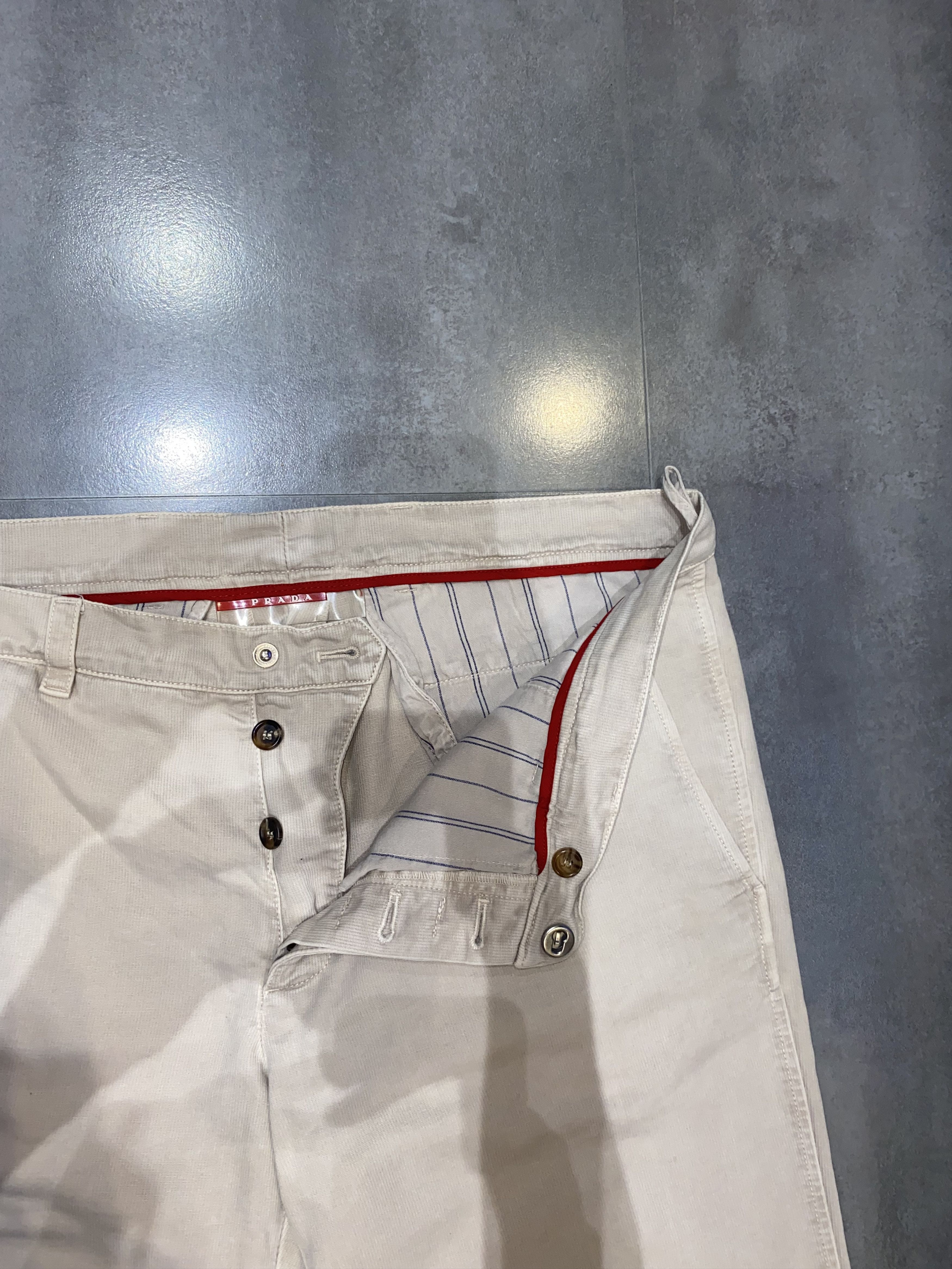 Prada AW06 Prada Brown Tab Logo Curduroy Cream Pants Size US 36 / EU 52 - 11 Thumbnail
