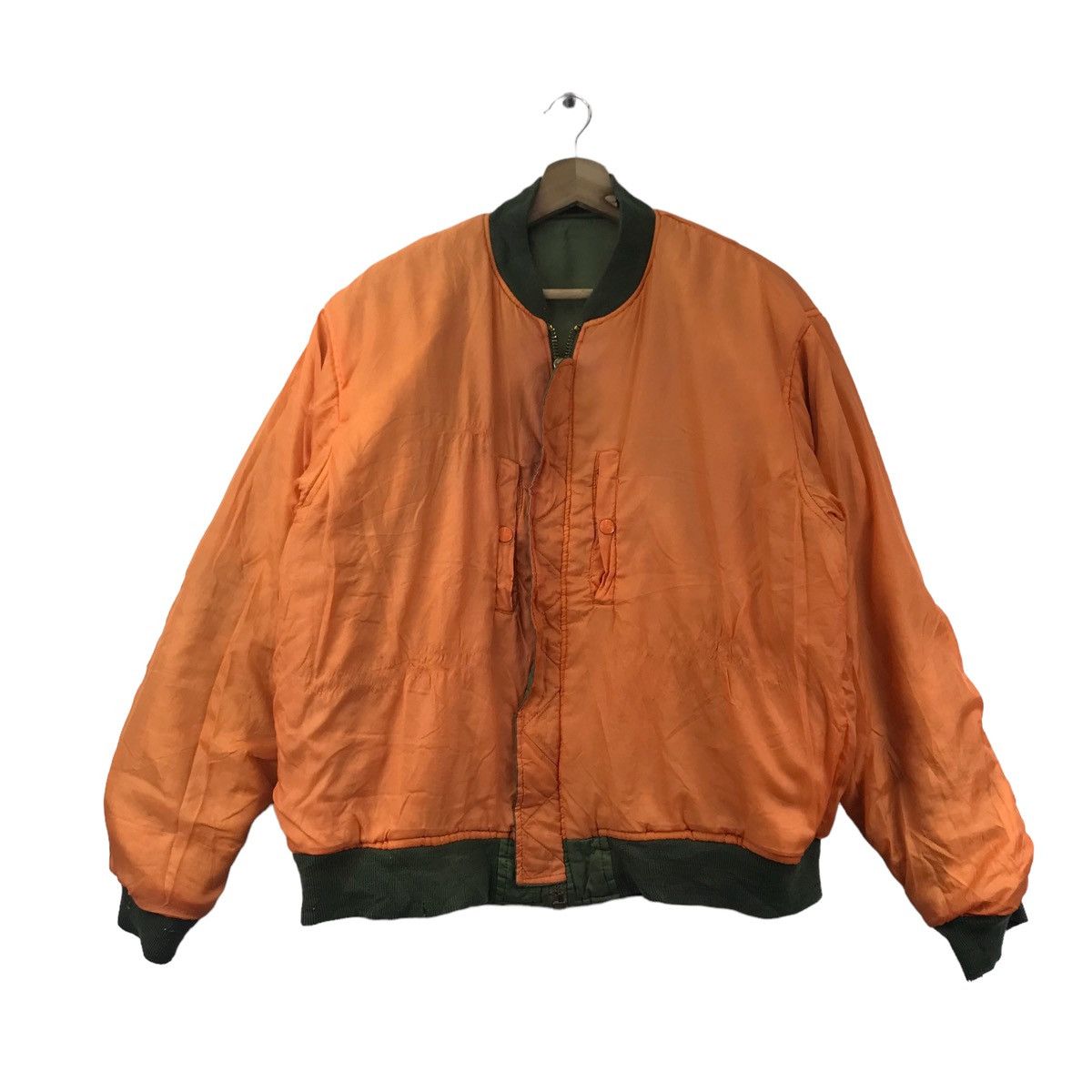Vintage SCOTCH Flight Reversible Green Orange Bomber Jacket Size US XL / EU 56 / 4 - 6 Thumbnail