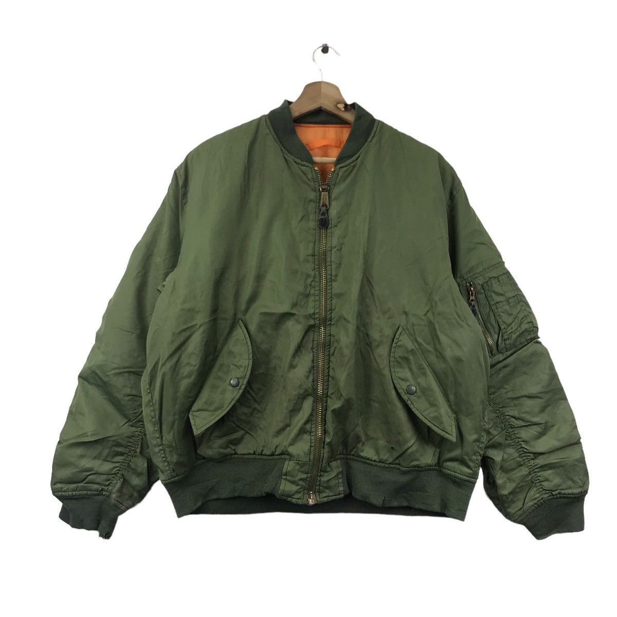Vintage SCOTCH Flight Reversible Green Orange Bomber Jacket Size US XL / EU 56 / 4 - 3 Thumbnail