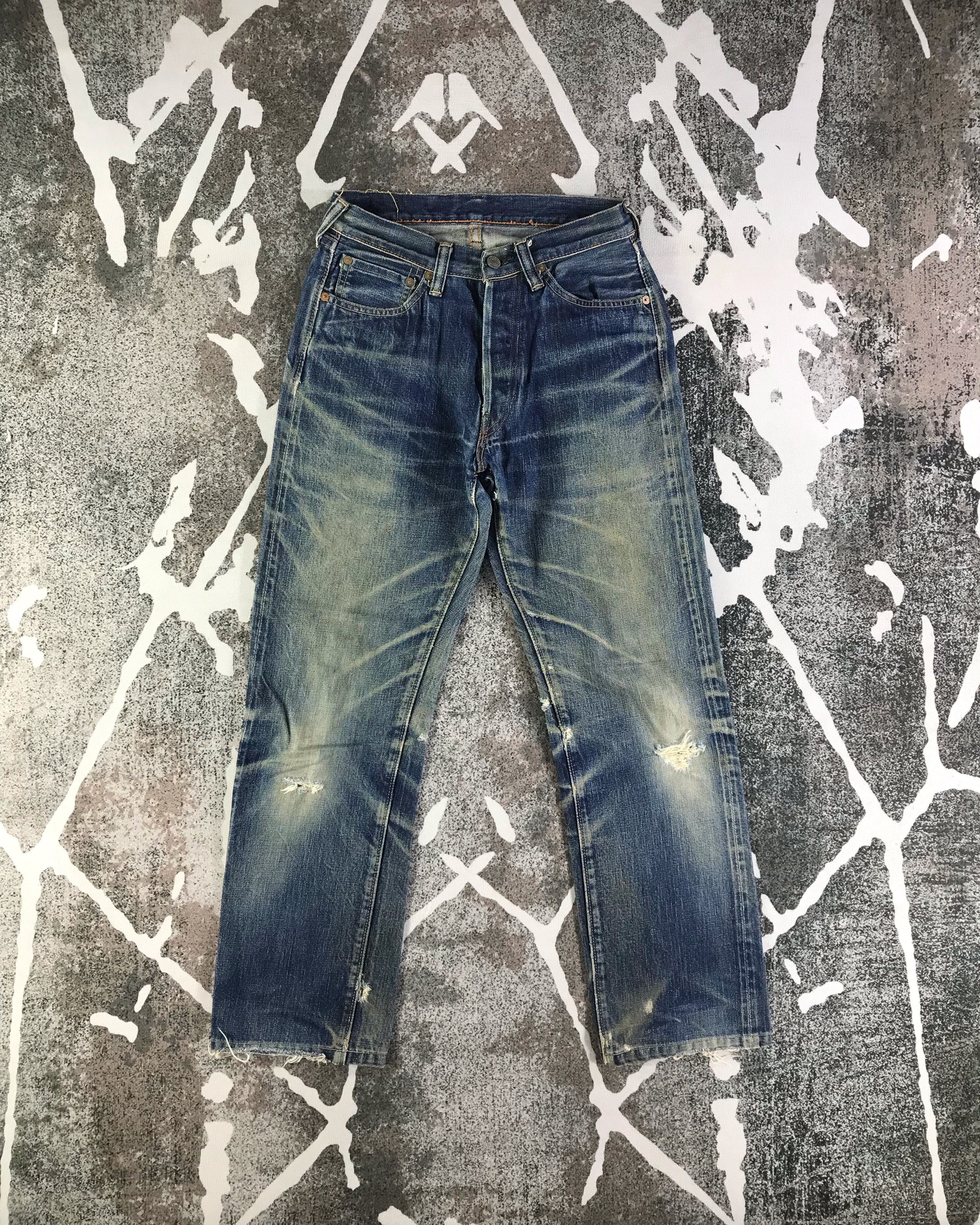 image of Full Count Co x Vintage Distress Full Count Selvedge Jeans Faded Blue Kj2668, Men's (Size 27)