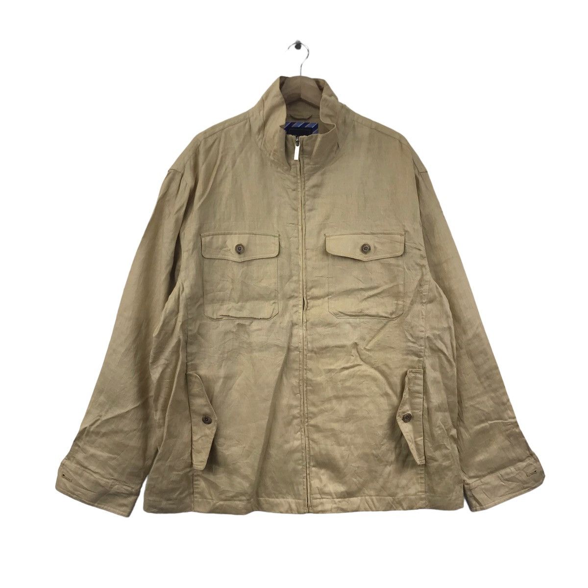 Vintage KENT IN TRADITION Linen Multi Pocket Cream Bomber Jacket Size US L / EU 52-54 / 3 - 1 Thumbnail