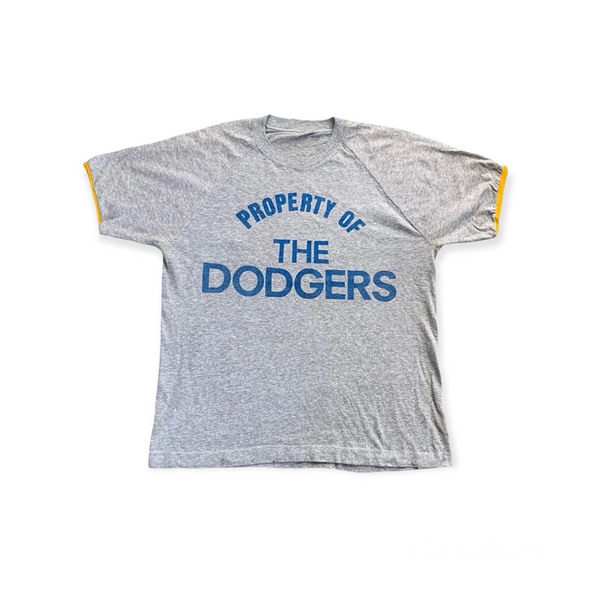 image of Vintage Champion Property Of The Dodgers Nfl Tshirt in Grey, Men's (Size Large)