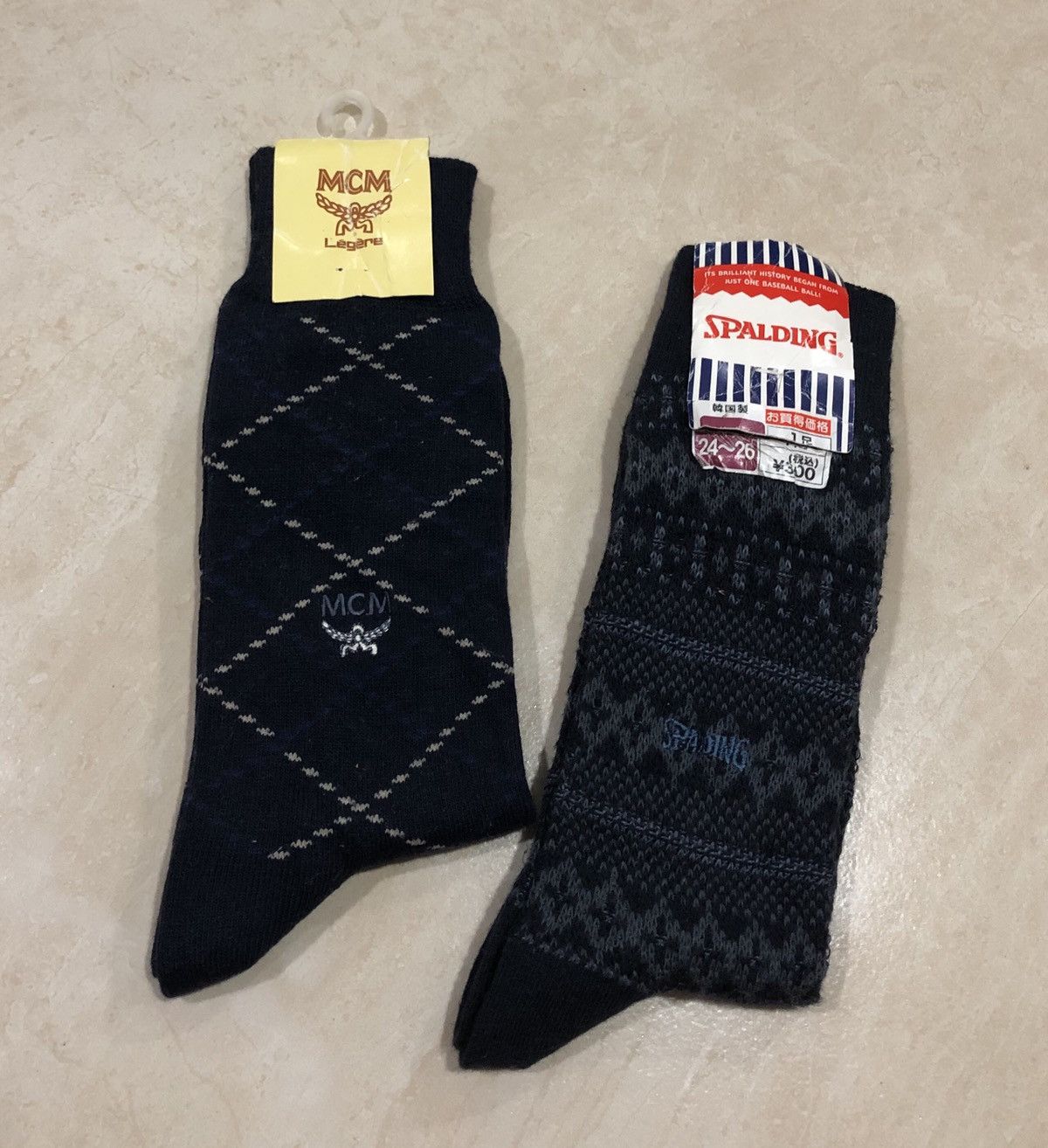 image of 2 Lot MCM x Spalding Socks in Black/Blue, Men's