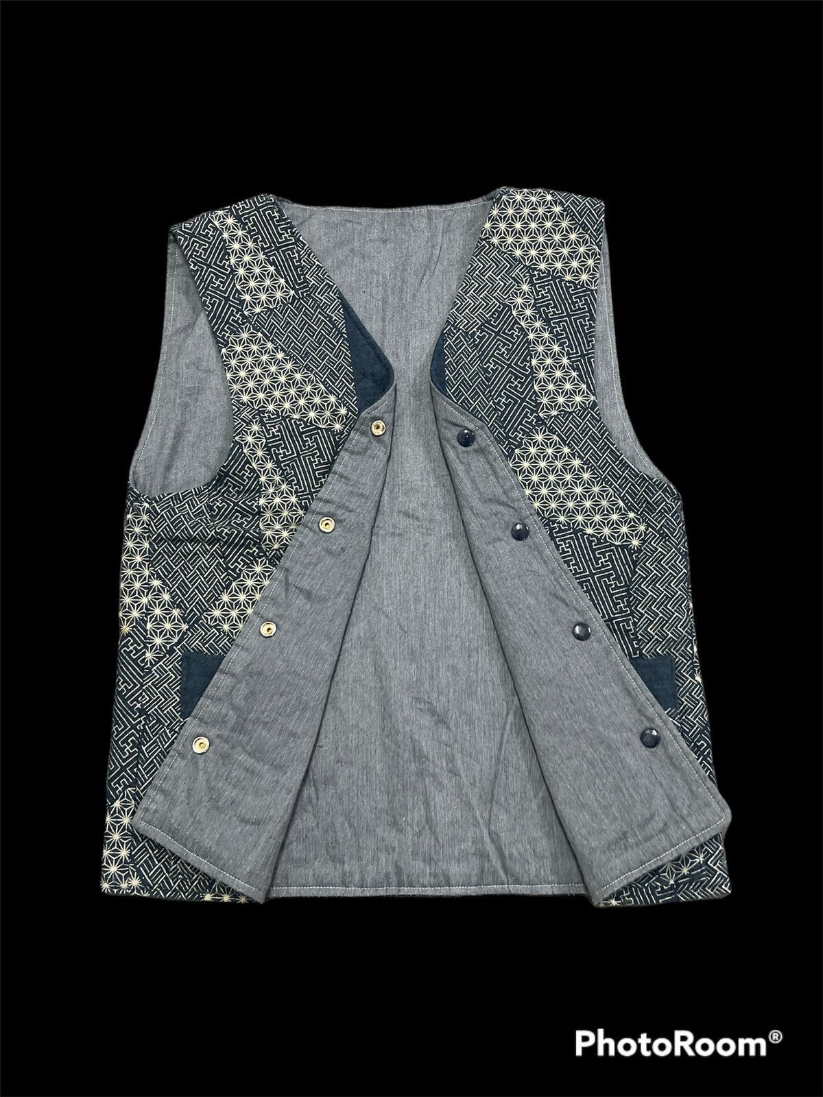 Japanese Brand × Vintage Vest printed Sashiko kapital style Size 38R - 3 Thumbnail