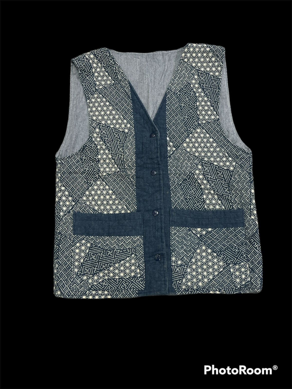 Vest printed Sashiko kapital style