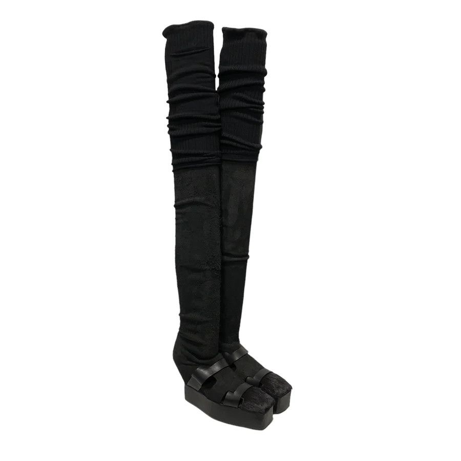 image of Rick Owens Aw18 Sisyphus Sample Platform Wedge Ponyhair Shoes in Black, Men's