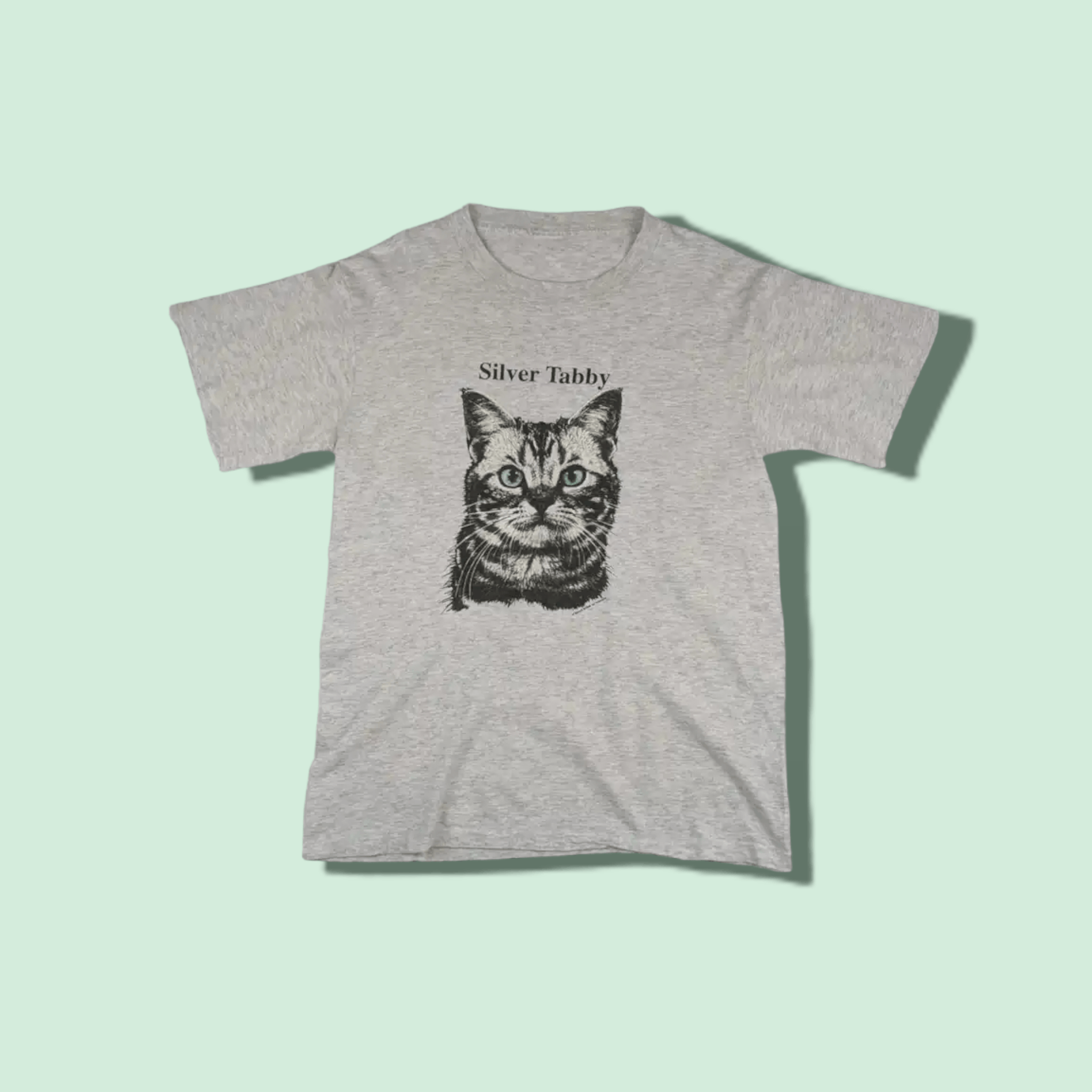Vintage Vtg CAT Silver Tabby British Shorthair Single Stitches Tee Size US L / EU 52-54 / 3 - 1 Thumbnail