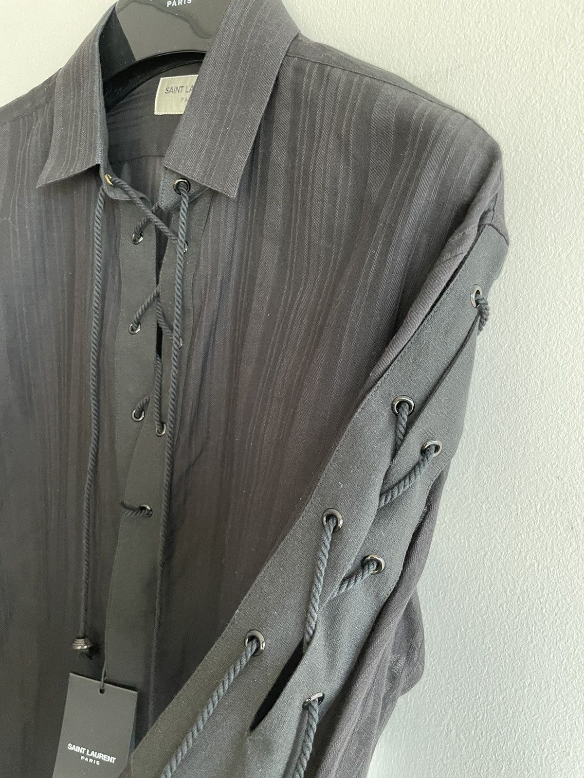 Hedi Slimane × Saint Laurent Paris × Yves Saint Laurent Super Runway Lace Chemise Lacage Saint Laurent Shirt Size US M / EU 48-50 / 2 - 6 Thumbnail