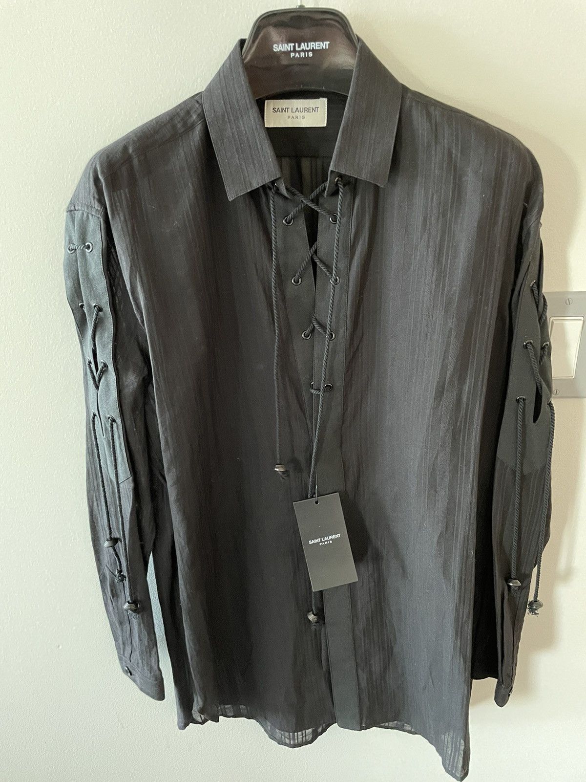 Hedi Slimane × Saint Laurent Paris × Yves Saint Laurent Super Runway Lace Chemise Lacage Saint Laurent Shirt Size US M / EU 48-50 / 2 - 5 Thumbnail