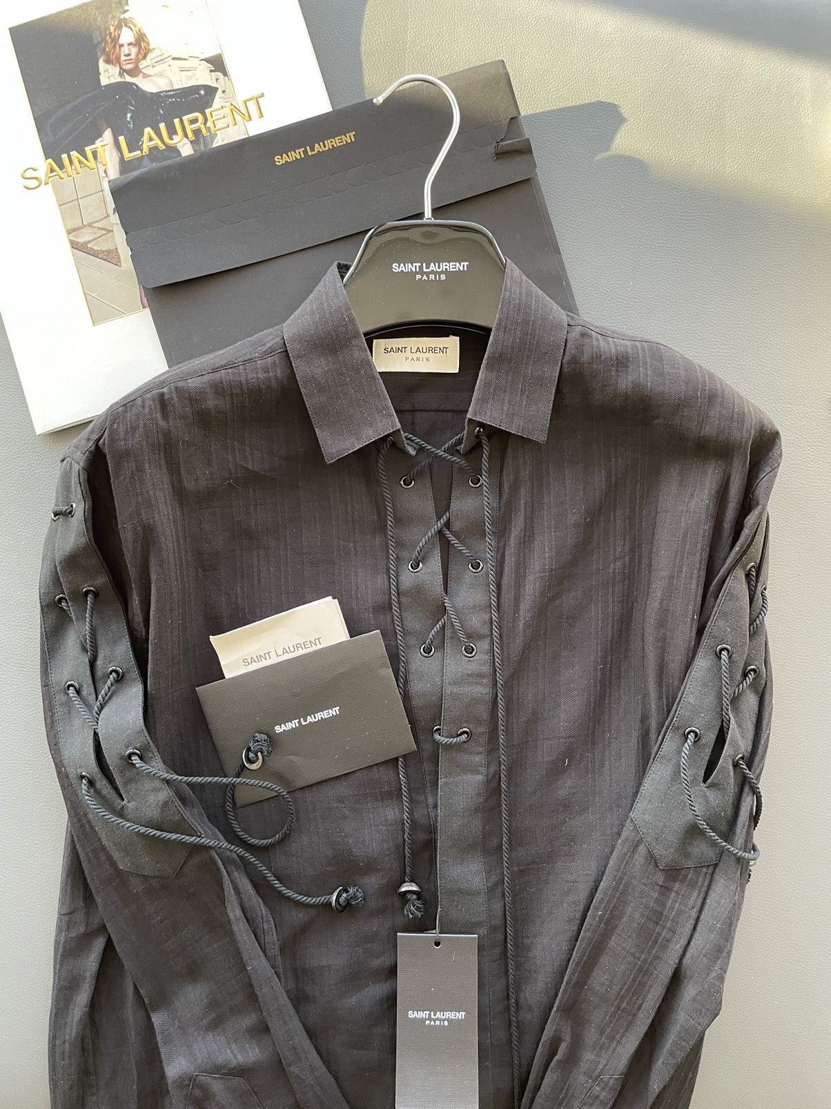 Hedi Slimane × Saint Laurent Paris × Yves Saint Laurent Super Runway Lace Chemise Lacage Saint Laurent Shirt Size US M / EU 48-50 / 2 - 1 Thumbnail