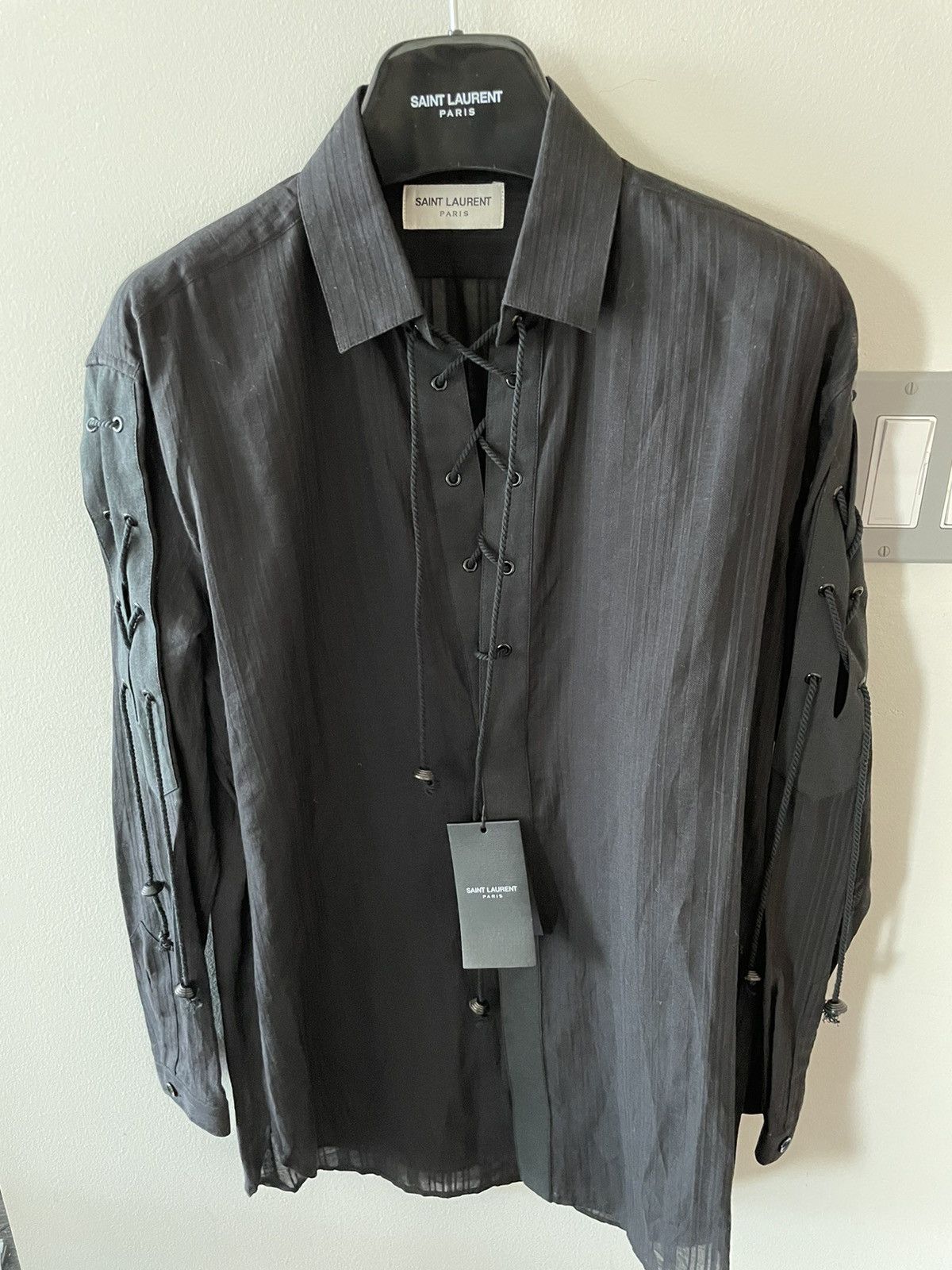 Hedi Slimane × Saint Laurent Paris × Yves Saint Laurent Super Runway Lace Chemise Lacage Saint Laurent Shirt Size US M / EU 48-50 / 2 - 21 Thumbnail