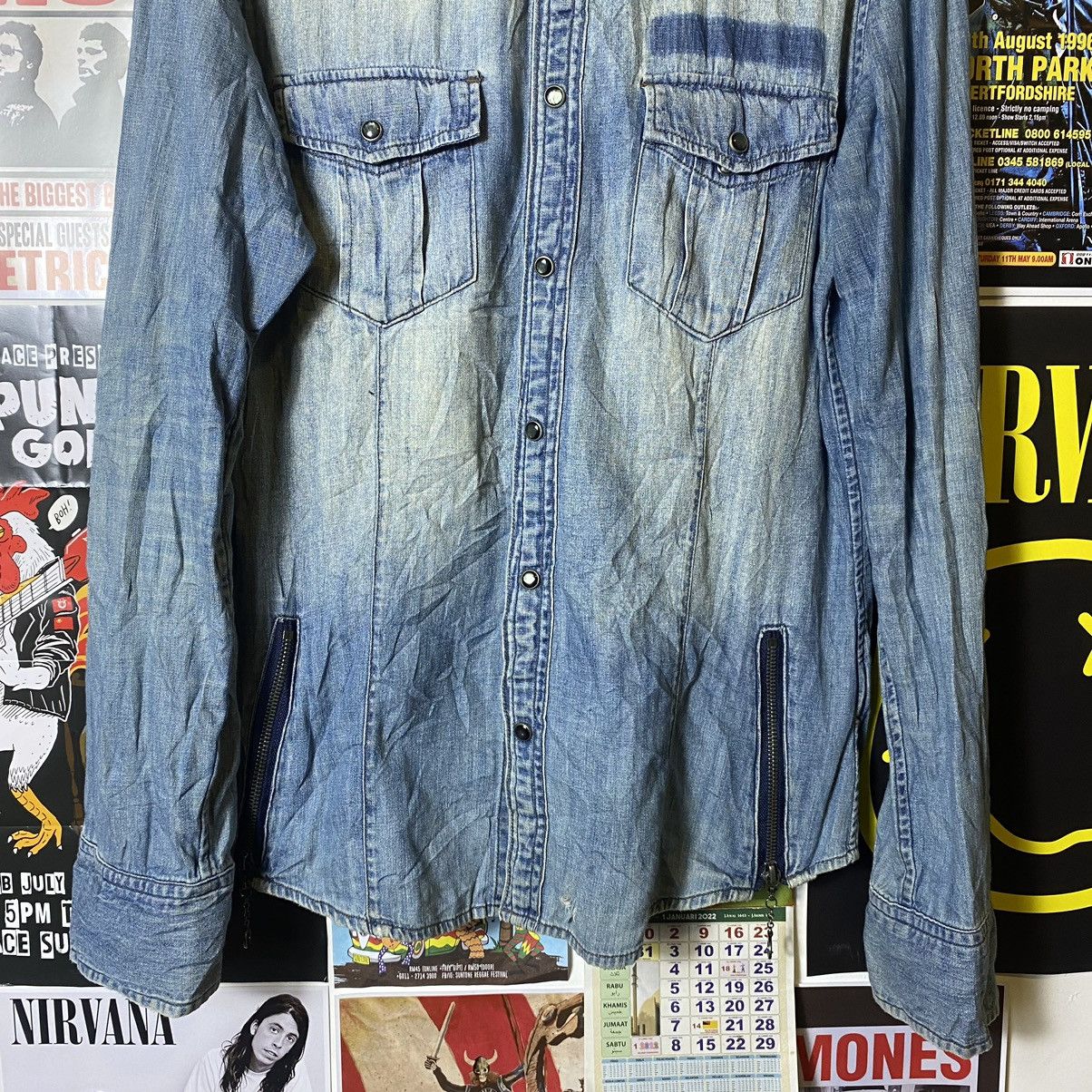 PPFM Vintage PPFM Snap Button Zipped Distressed Denim Shirt Size US M / EU 48-50 / 2 - 3 Thumbnail