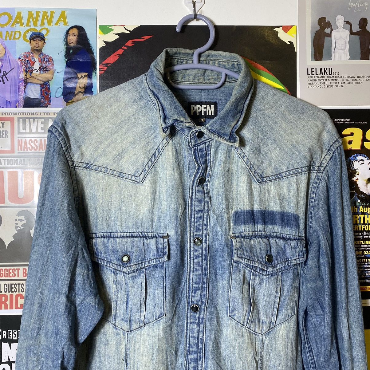 PPFM Vintage PPFM Snap Button Zipped Distressed Denim Shirt Size US M / EU 48-50 / 2 - 2 Thumbnail