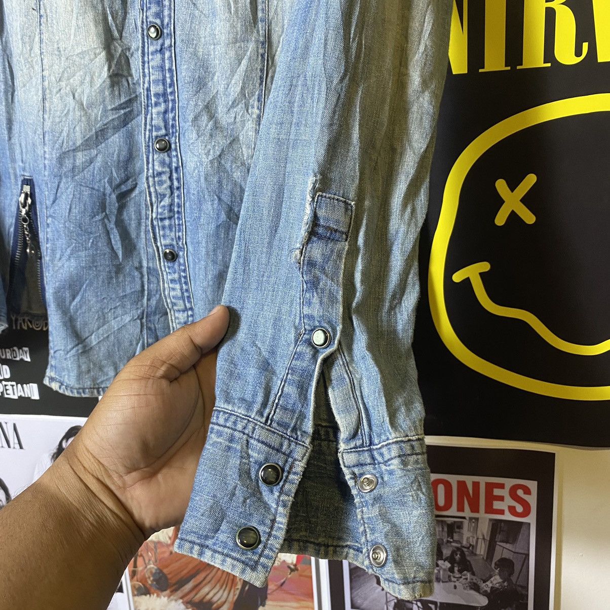 PPFM Vintage PPFM Snap Button Zipped Distressed Denim Shirt Size US M / EU 48-50 / 2 - 10 Thumbnail