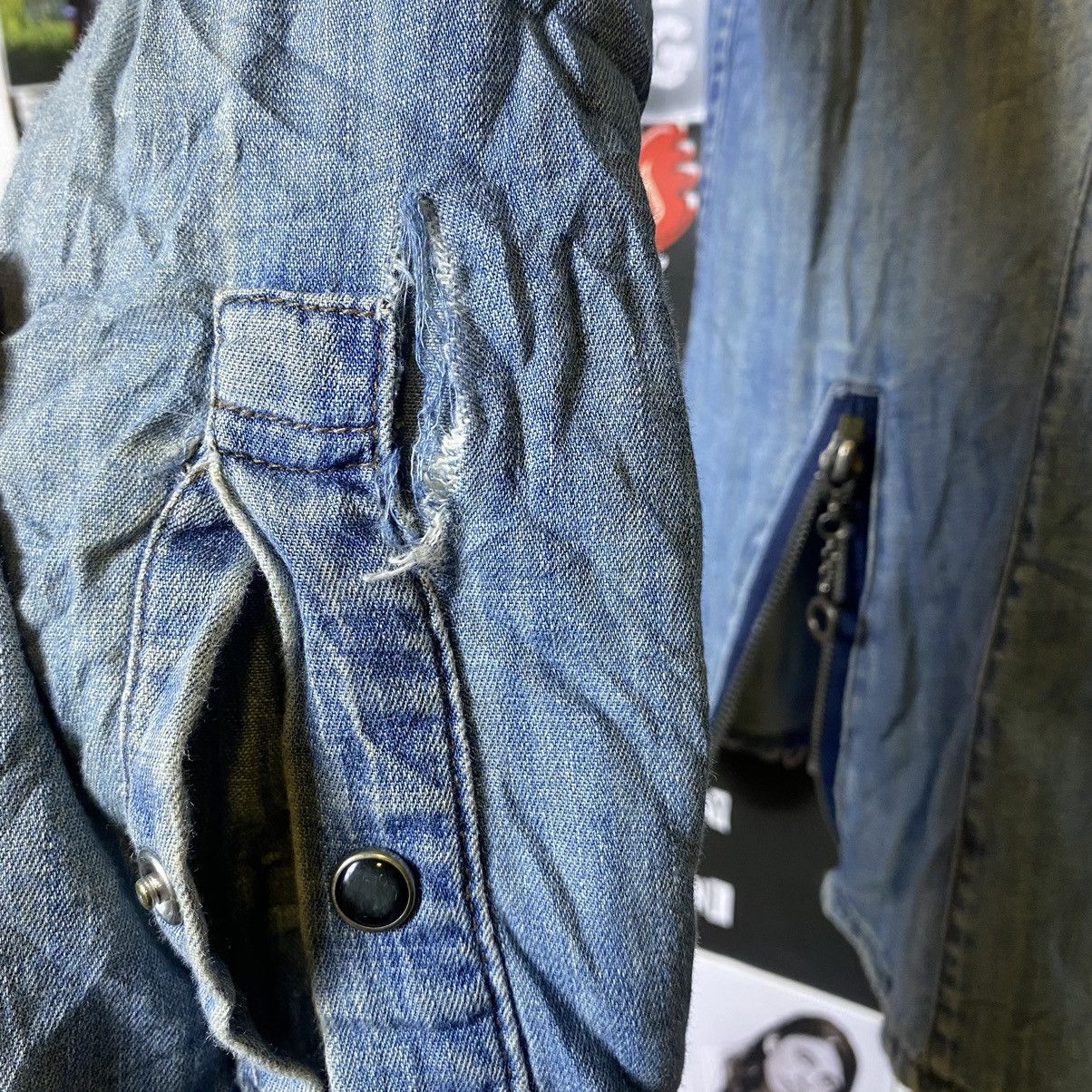 PPFM Vintage PPFM Snap Button Zipped Distressed Denim Shirt Size US M / EU 48-50 / 2 - 8 Thumbnail