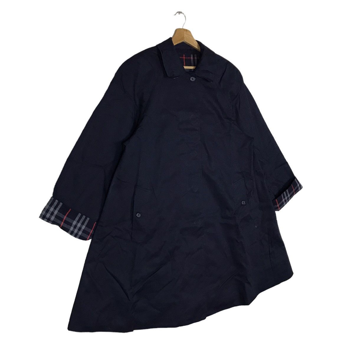 Vintage 90s Burberrys England Nova Check Tartan Trench Coat