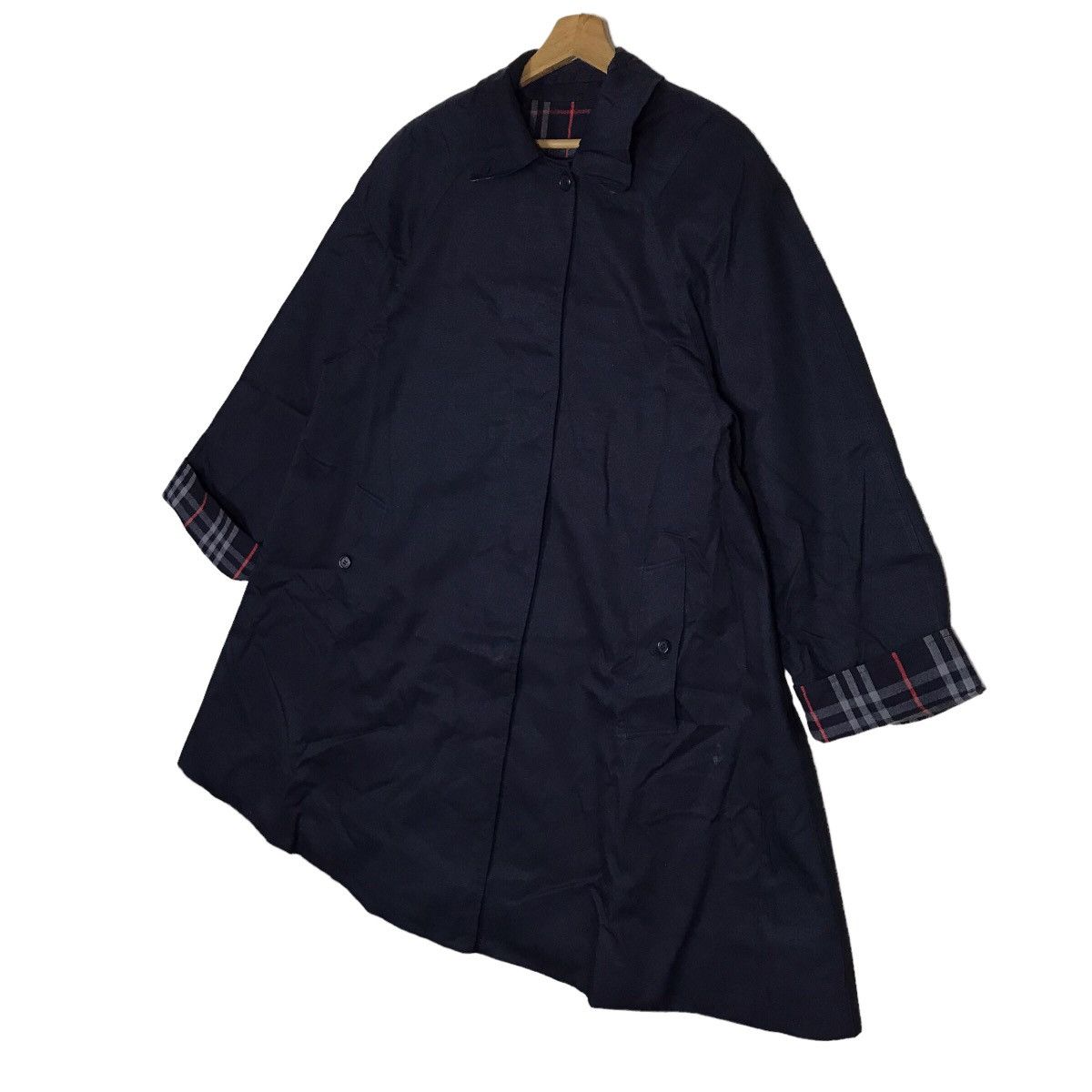 Vintage 90s Burberrys England Nova Check Tartan Trench Coat