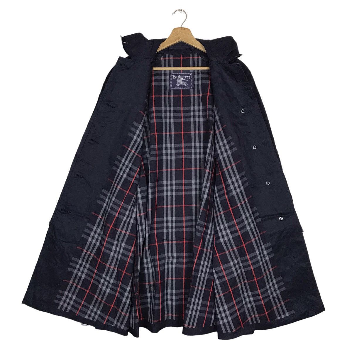 Vintage 90s Burberrys England Nova Check Tartan Trench Coat