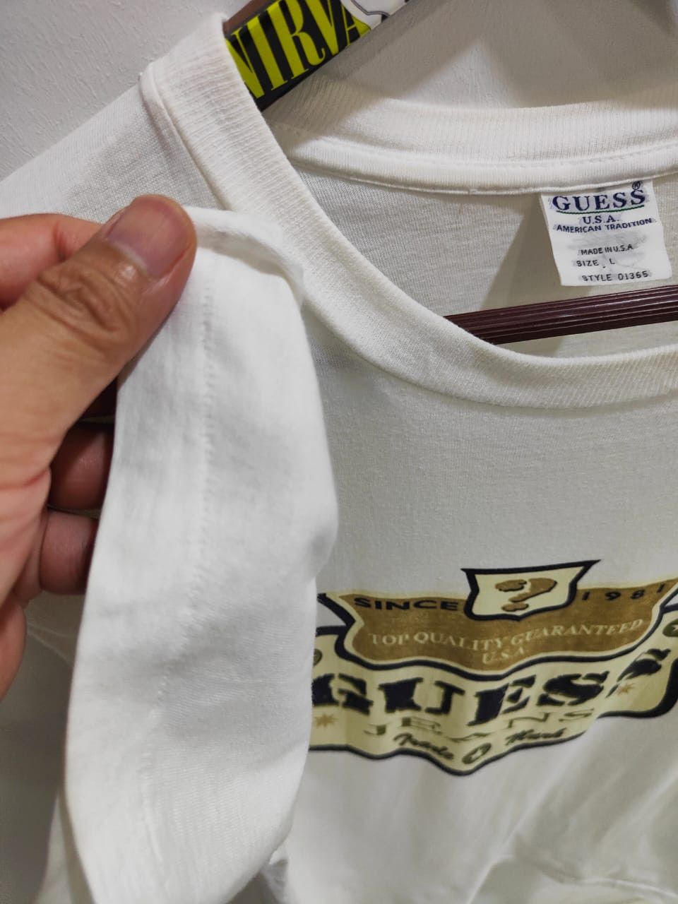 Guess vintage Made in USA Vintage GUESS Jeans T Shirt White Cotton Size US L / EU 52-54 / 3 - 5 Thumbnail