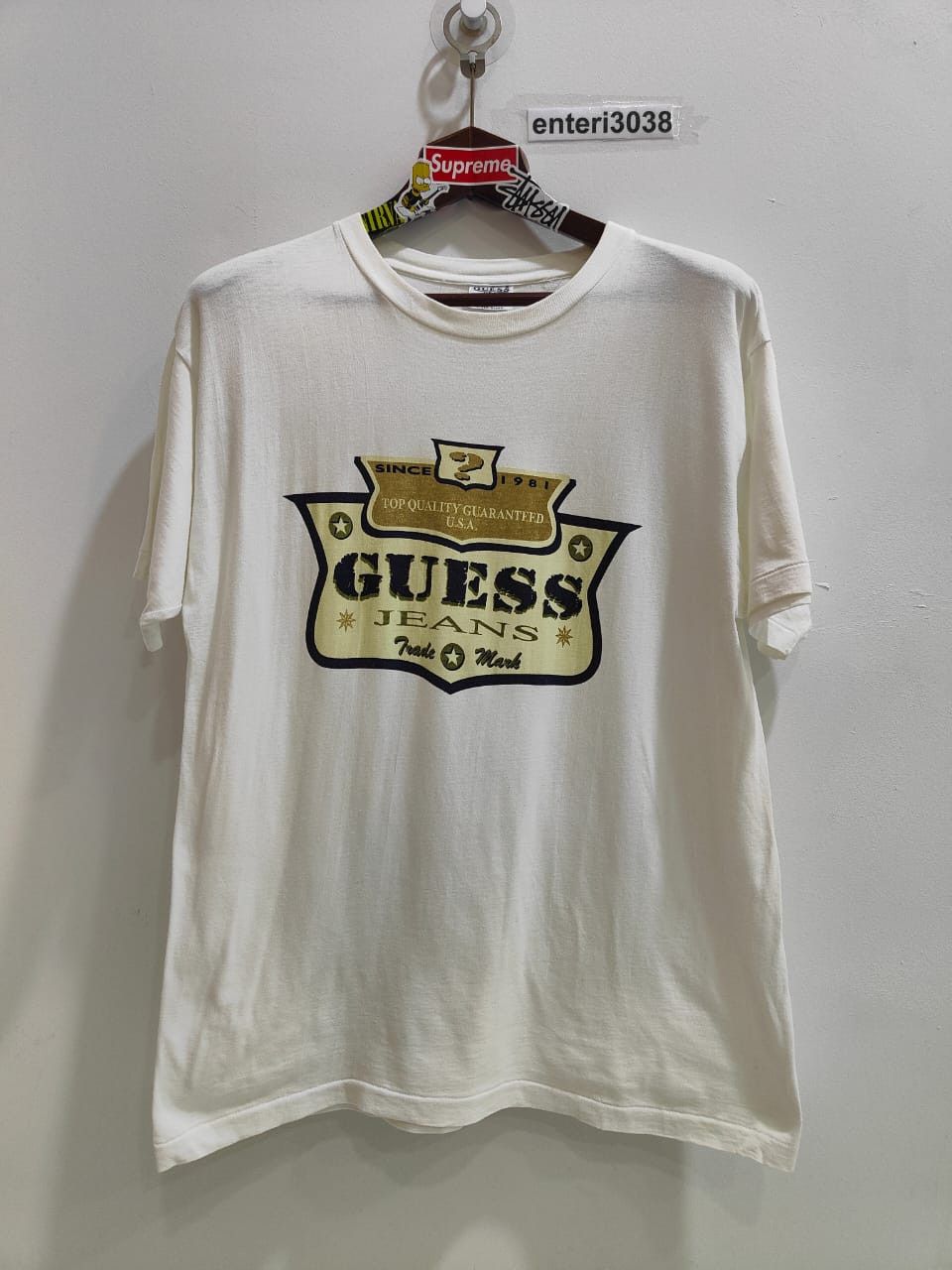 Guess vintage Made in USA Vintage GUESS Jeans T Shirt White Cotton Size US L / EU 52-54 / 3 - 1 Thumbnail